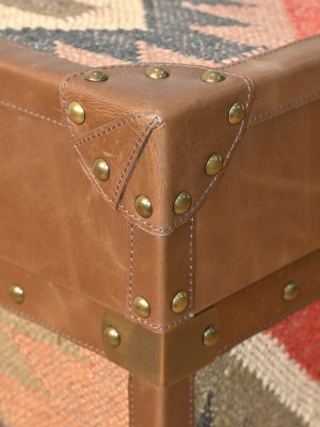 MERRIAM - LEATHER & KILIM TRUNK - ART AVENUE