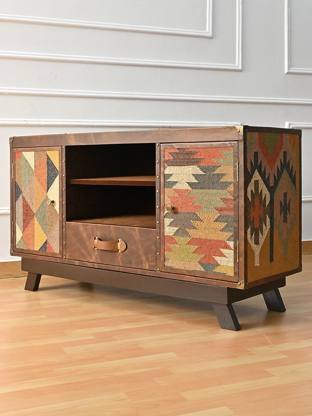 MEDESA TV UNIT - KILIM AND LEATHER - ART AVENUE