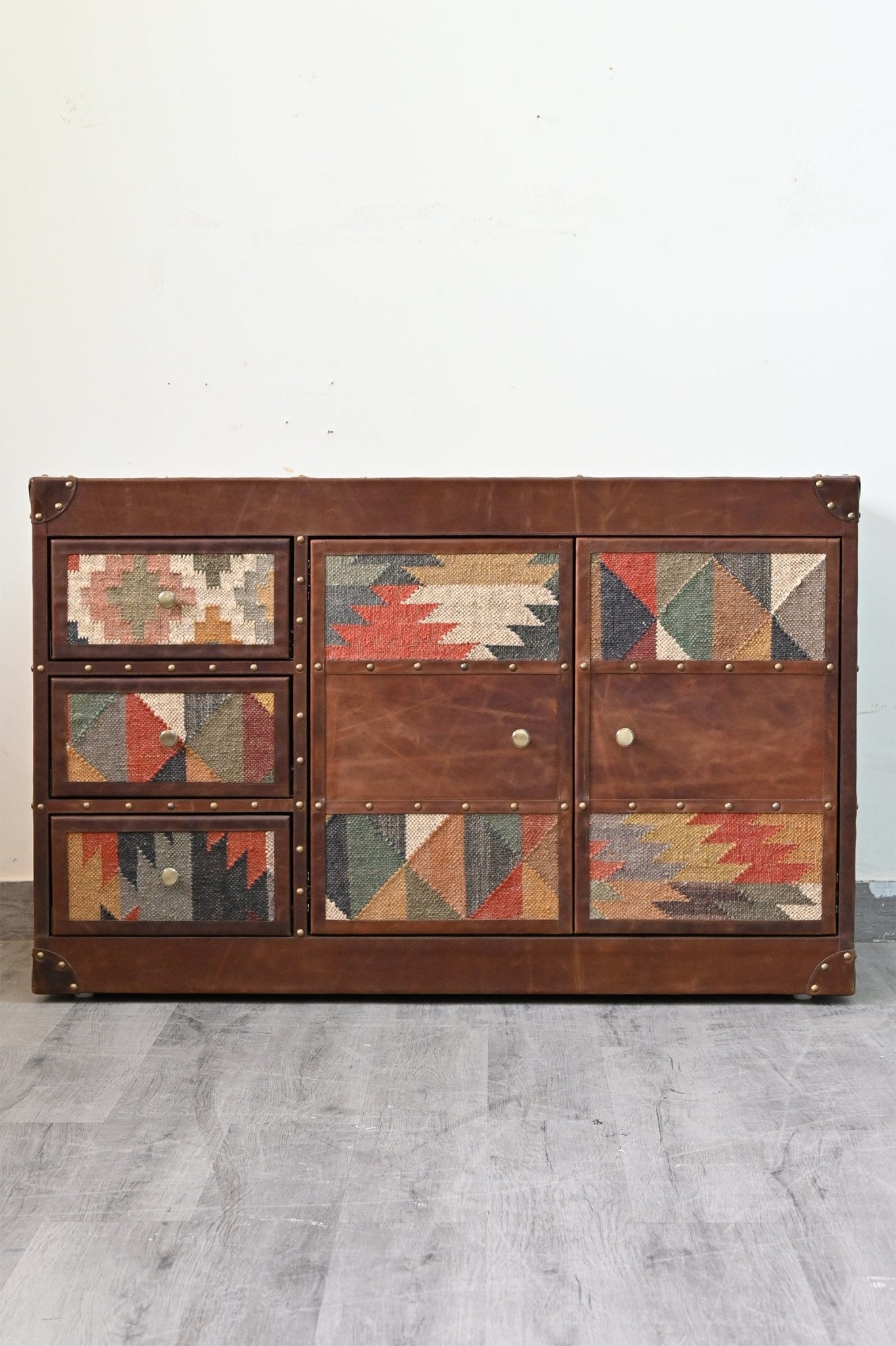AMELIA CHEST OF DRAWERS - KILIM AND LEATHER - ART AVENUE