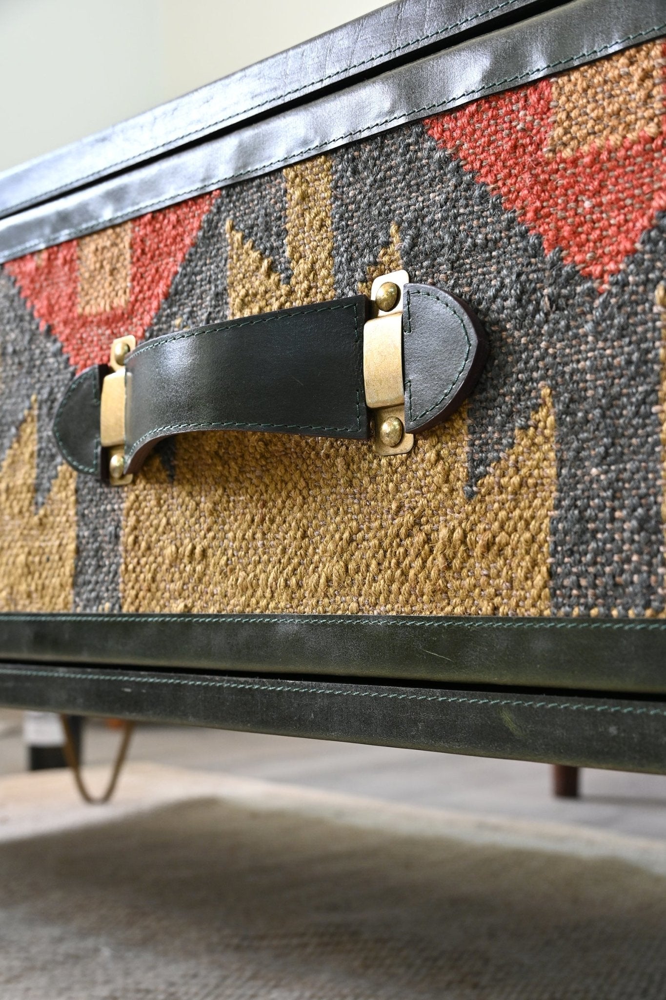 SABINE COFFEE TABLE IN KILIM & LEATHER - ART AVENUE