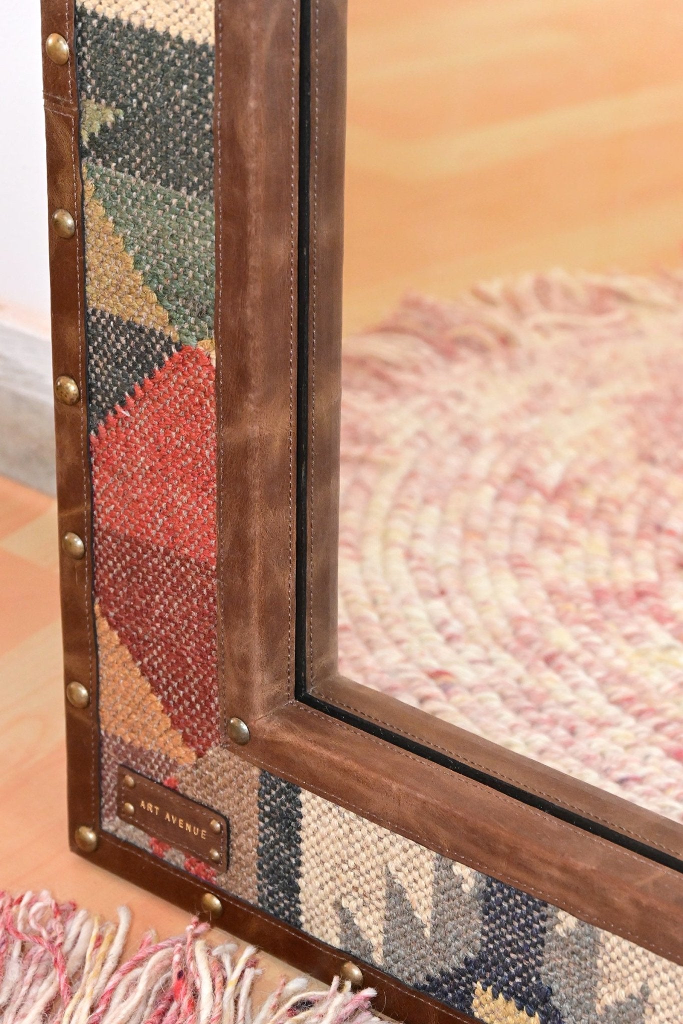DARPAN - KILIM & LEATHER WALL MOUNT MIRROR - ART AVENUE