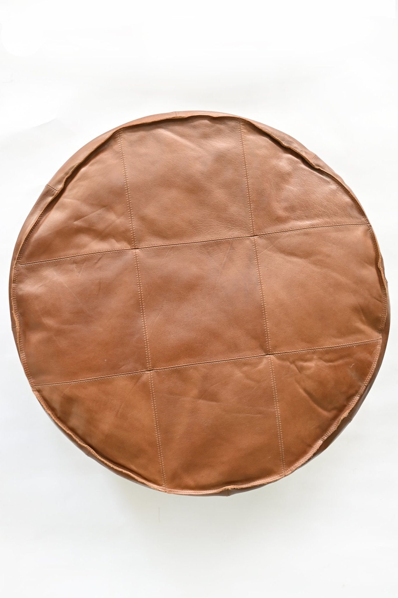 ALASKA- CIRCULAR LEATHER POUF - ART AVENUE