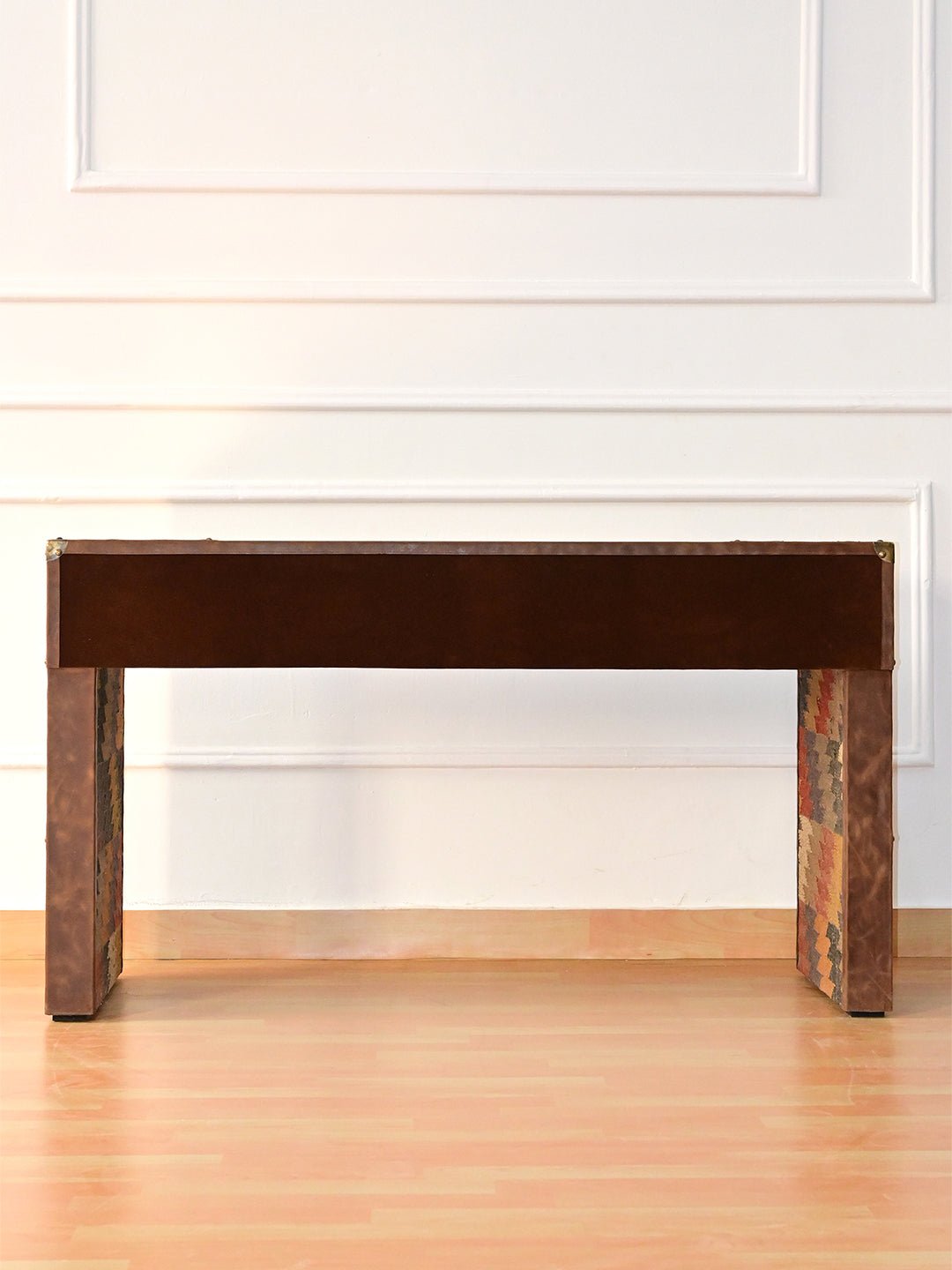 WALES_ LEATHER & KILIM OFFICE TABLE - ART AVENUE