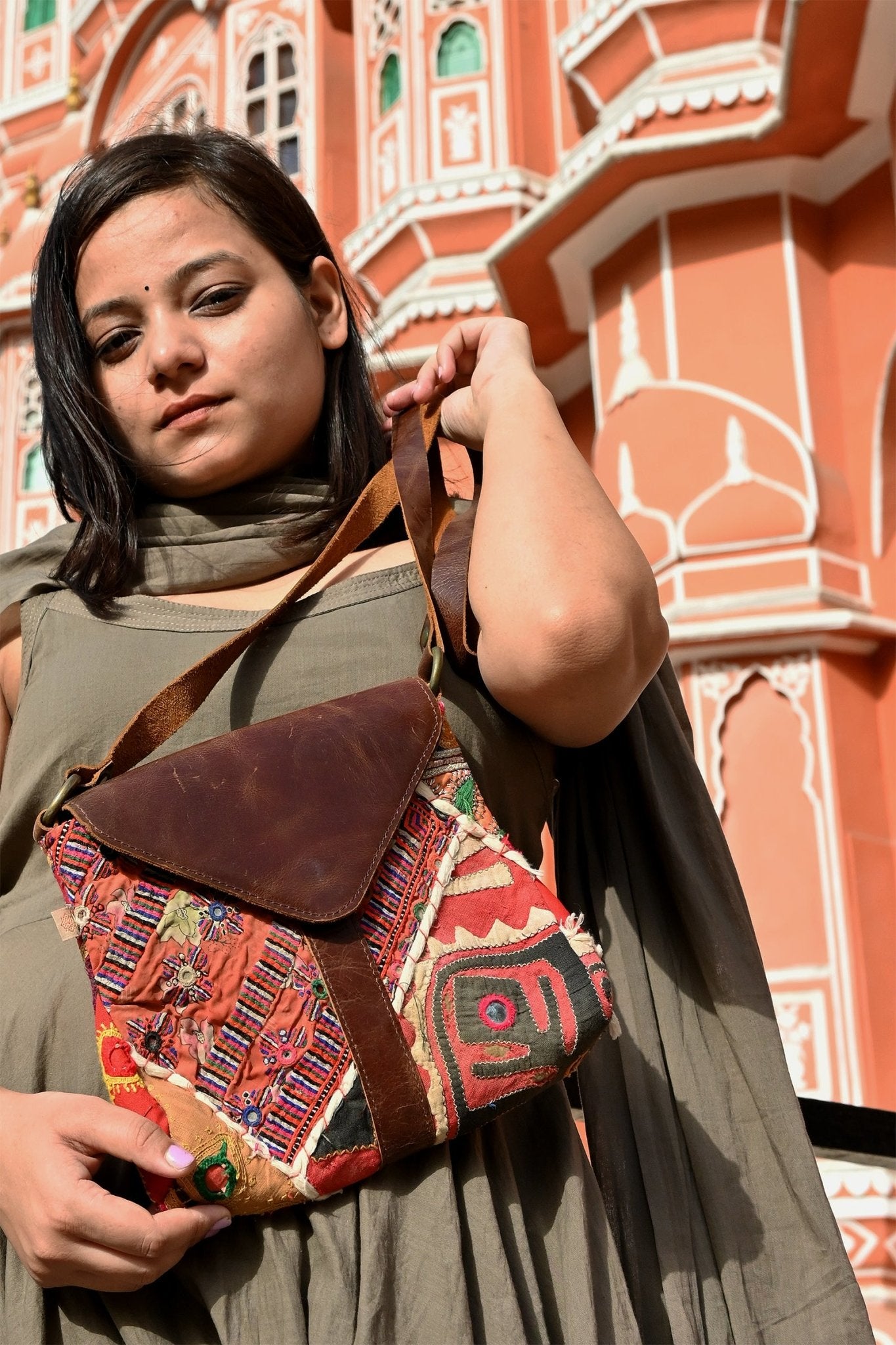 FLOW - PATCHWORK LEATHER SLING BAG - ART AVENUE