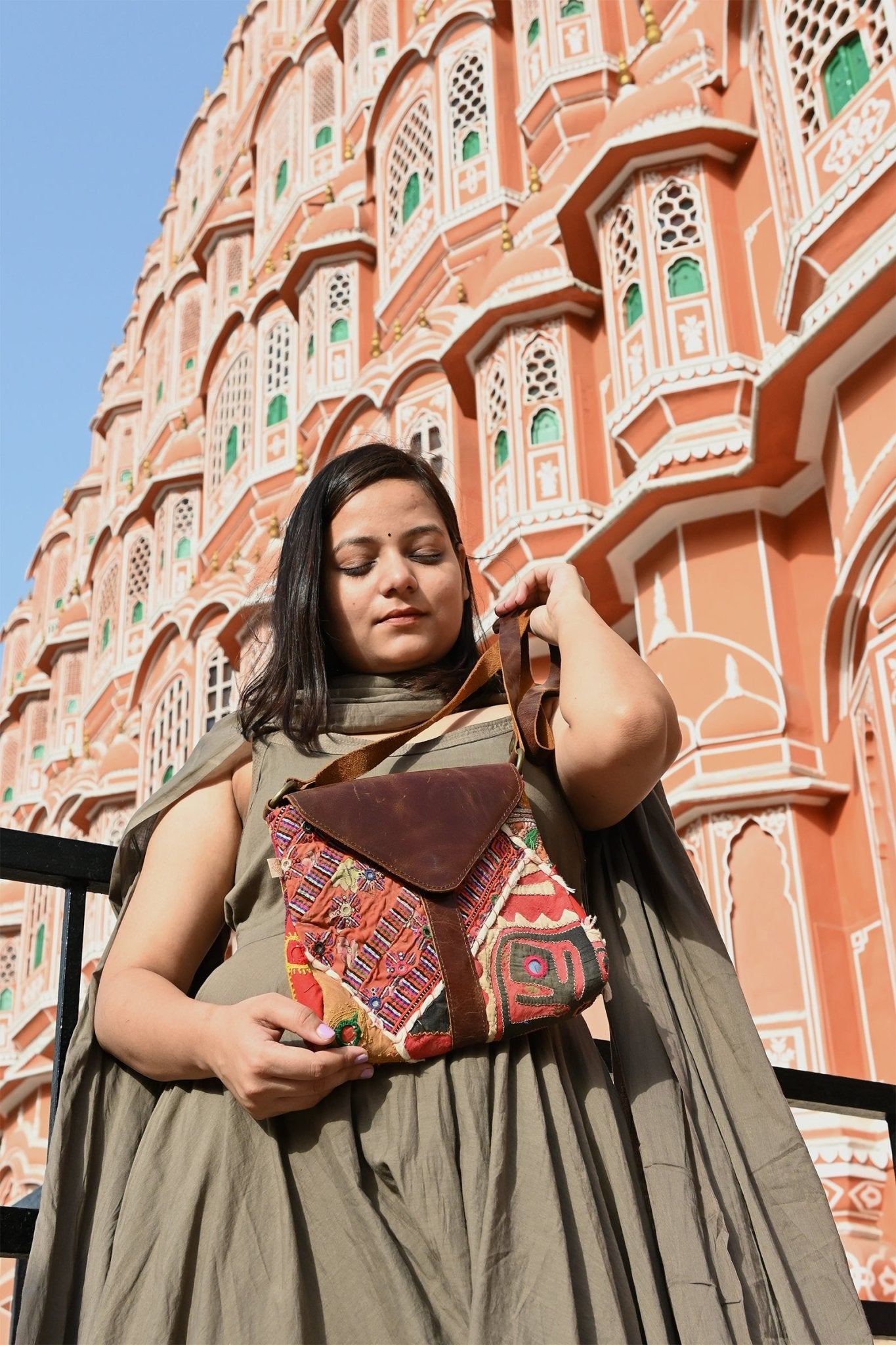 FLOW - PATCHWORK LEATHER SLING BAG - ART AVENUE