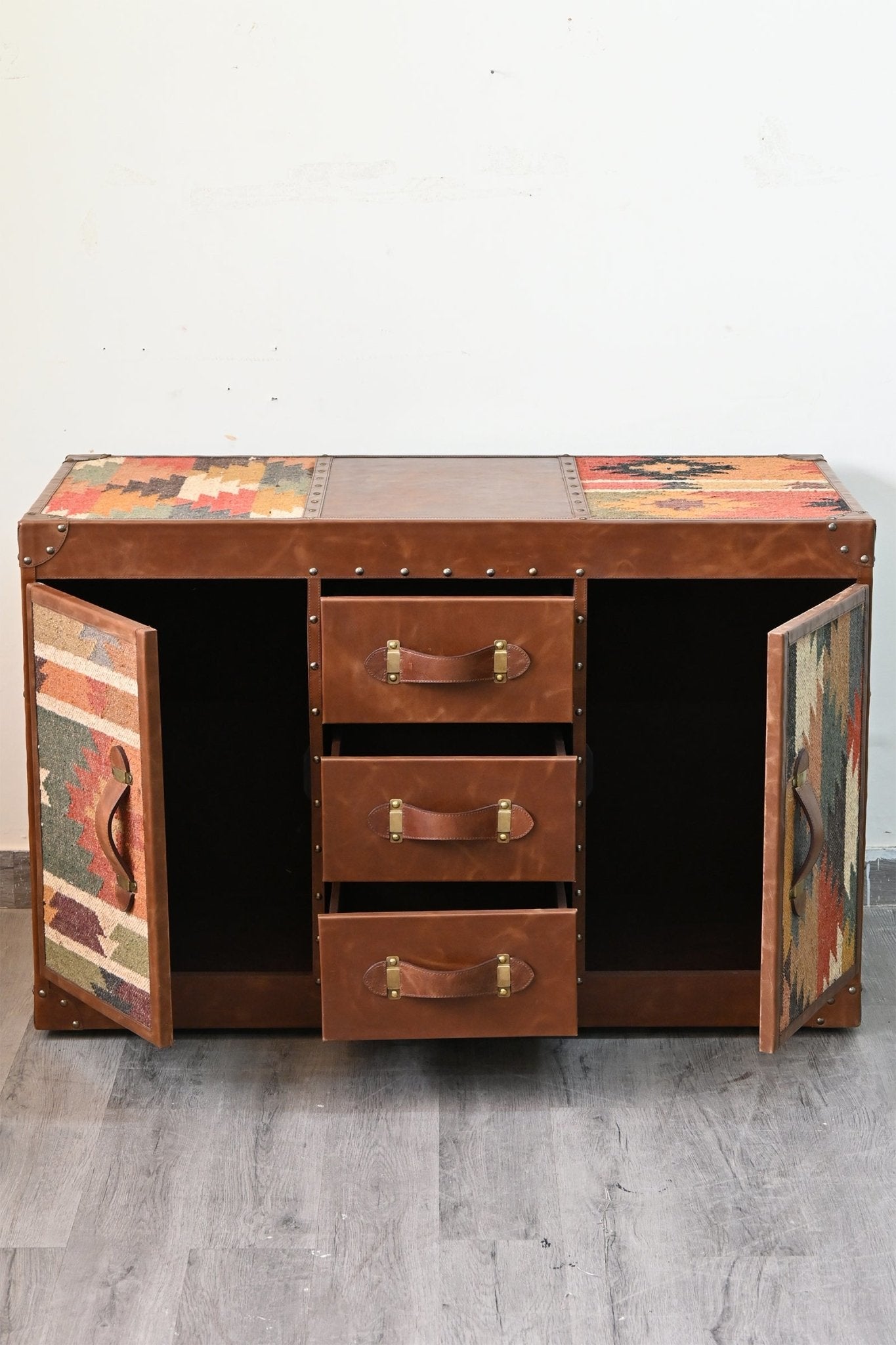 CHARLEY CHEST OF DRAWERS - KILIM AND LEATHER - ART AVENUE
