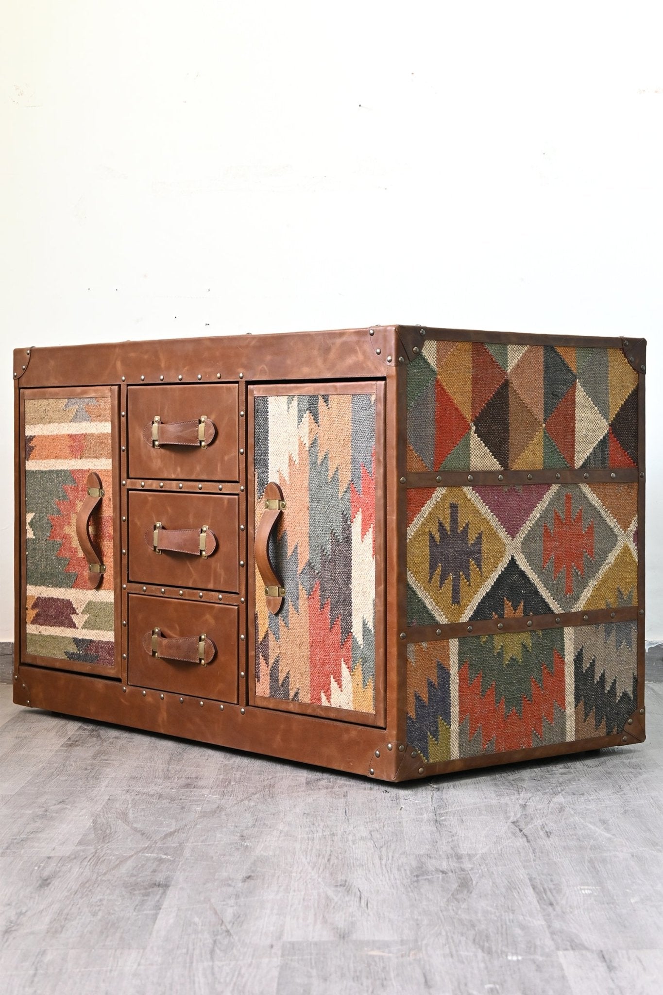 CHARLEY CHEST OF DRAWERS - KILIM AND LEATHER - ART AVENUE