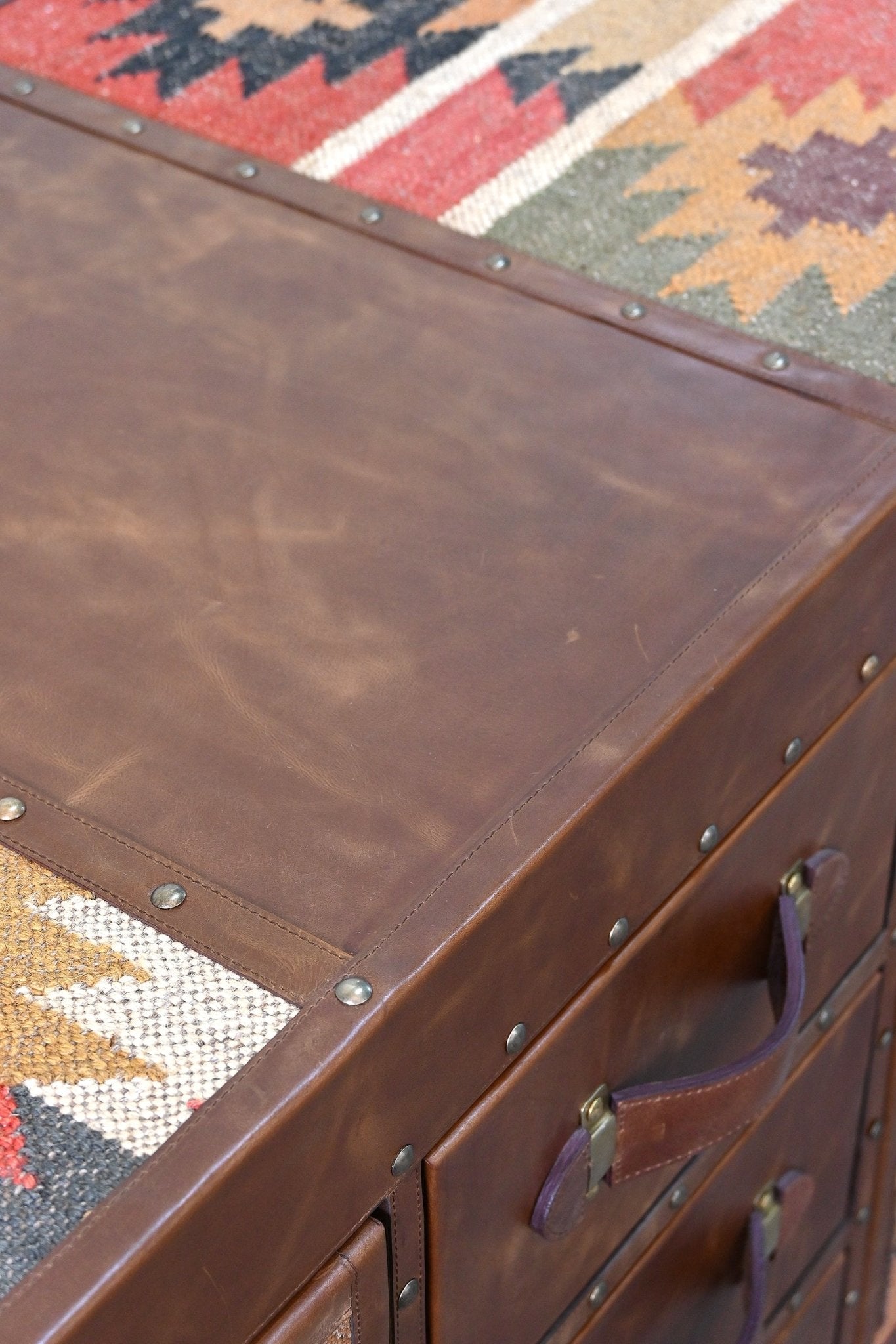CHARLEY CHEST OF DRAWERS - KILIM AND LEATHER - ART AVENUE