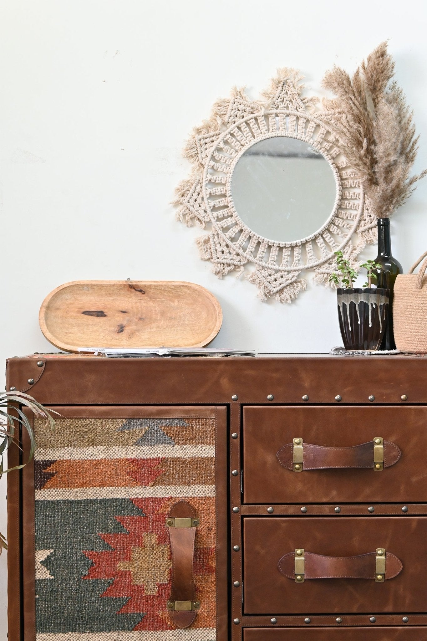 CHARLEY CHEST OF DRAWERS - KILIM AND LEATHER - ART AVENUE