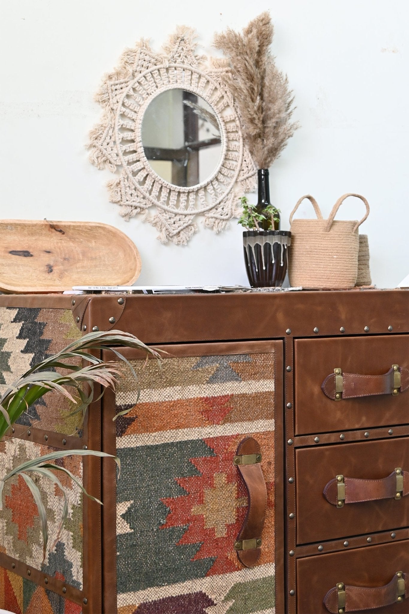 CHARLEY CHEST OF DRAWERS - KILIM AND LEATHER - ART AVENUE
