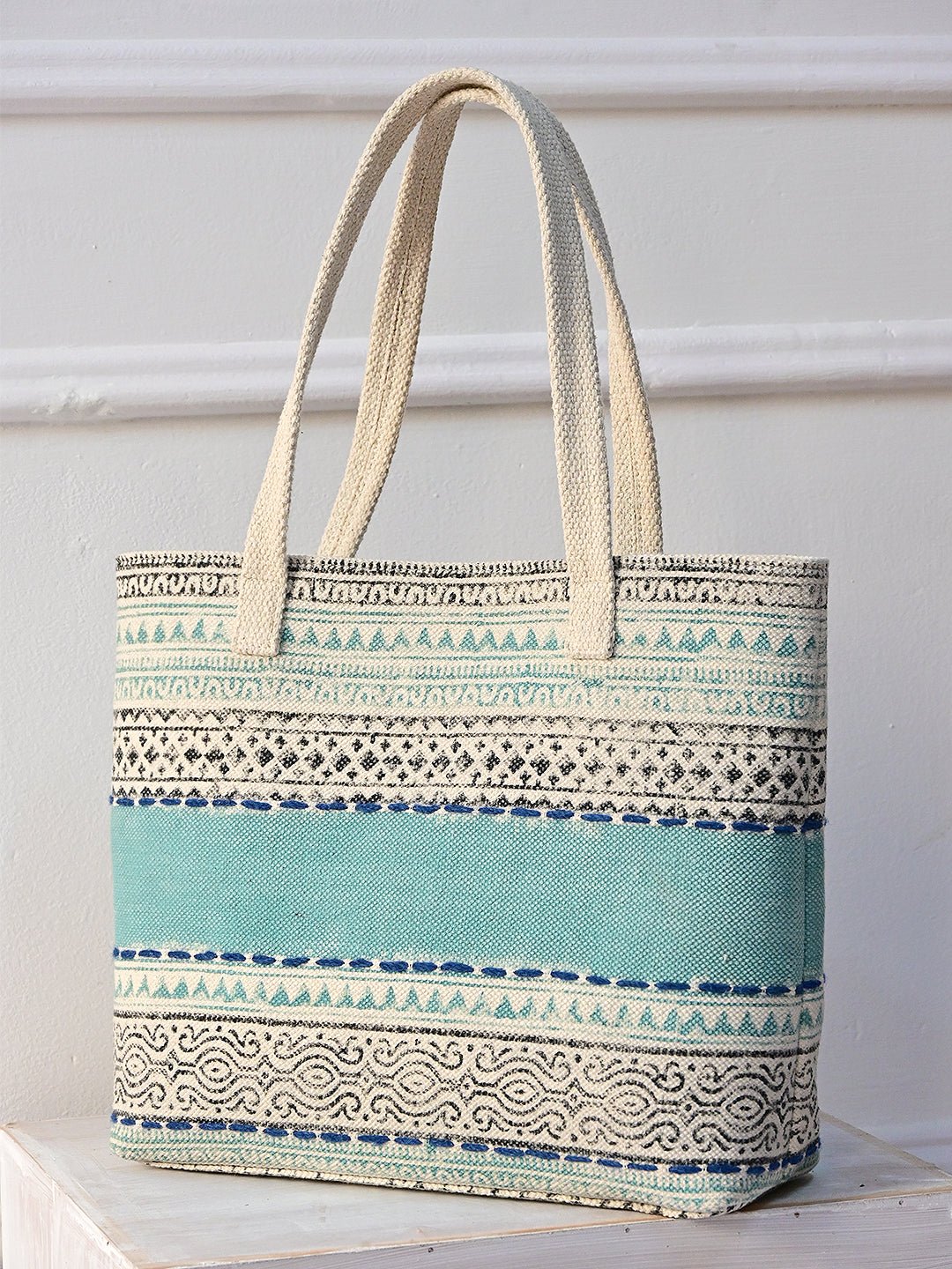 SUSAN - HAND BLOCK COTTON PRINTED TOTE BAG - ART AVENUE