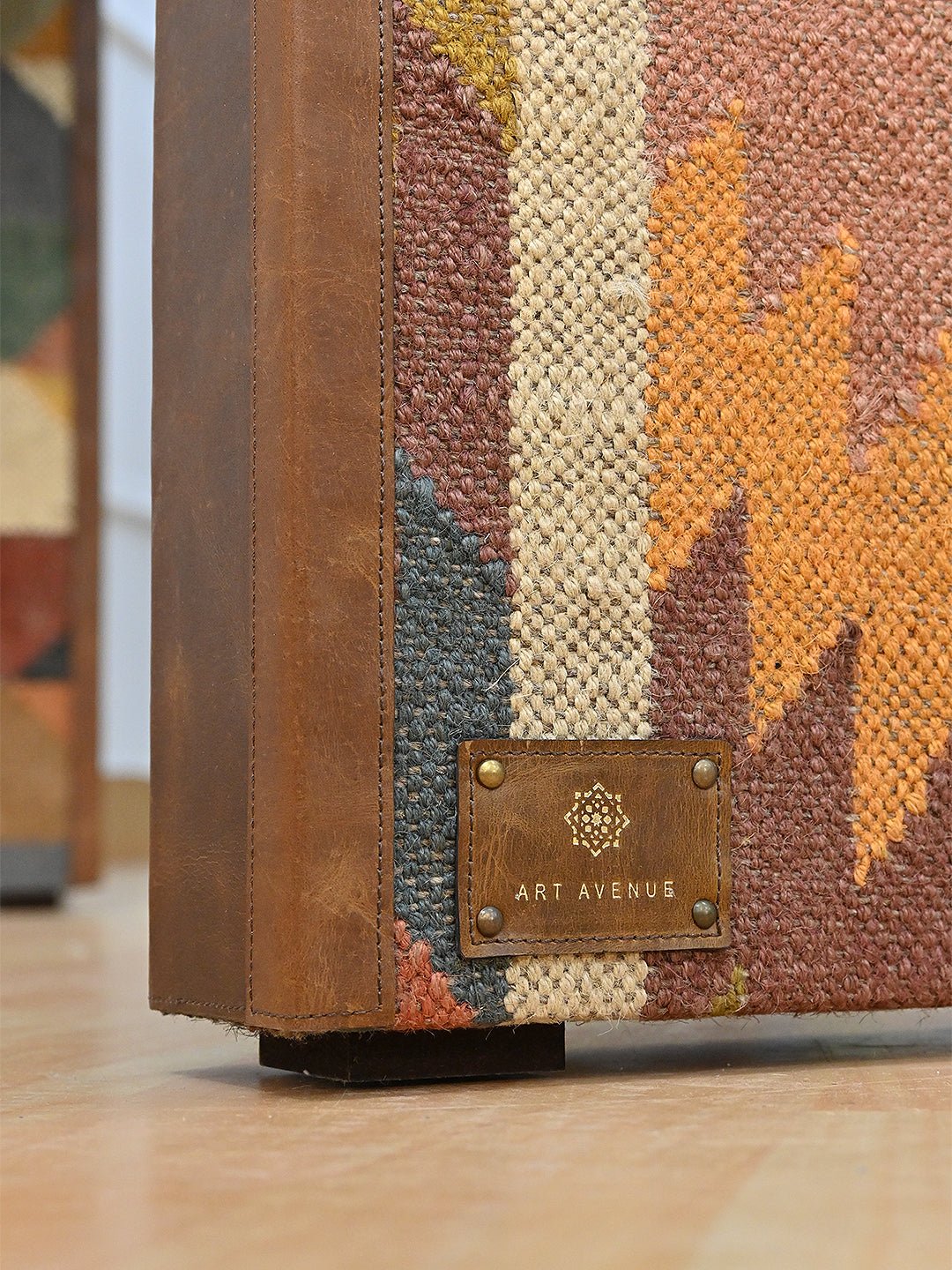 AAHANA- LEATHER & KILIM OFFICE TABLE - ART AVENUE