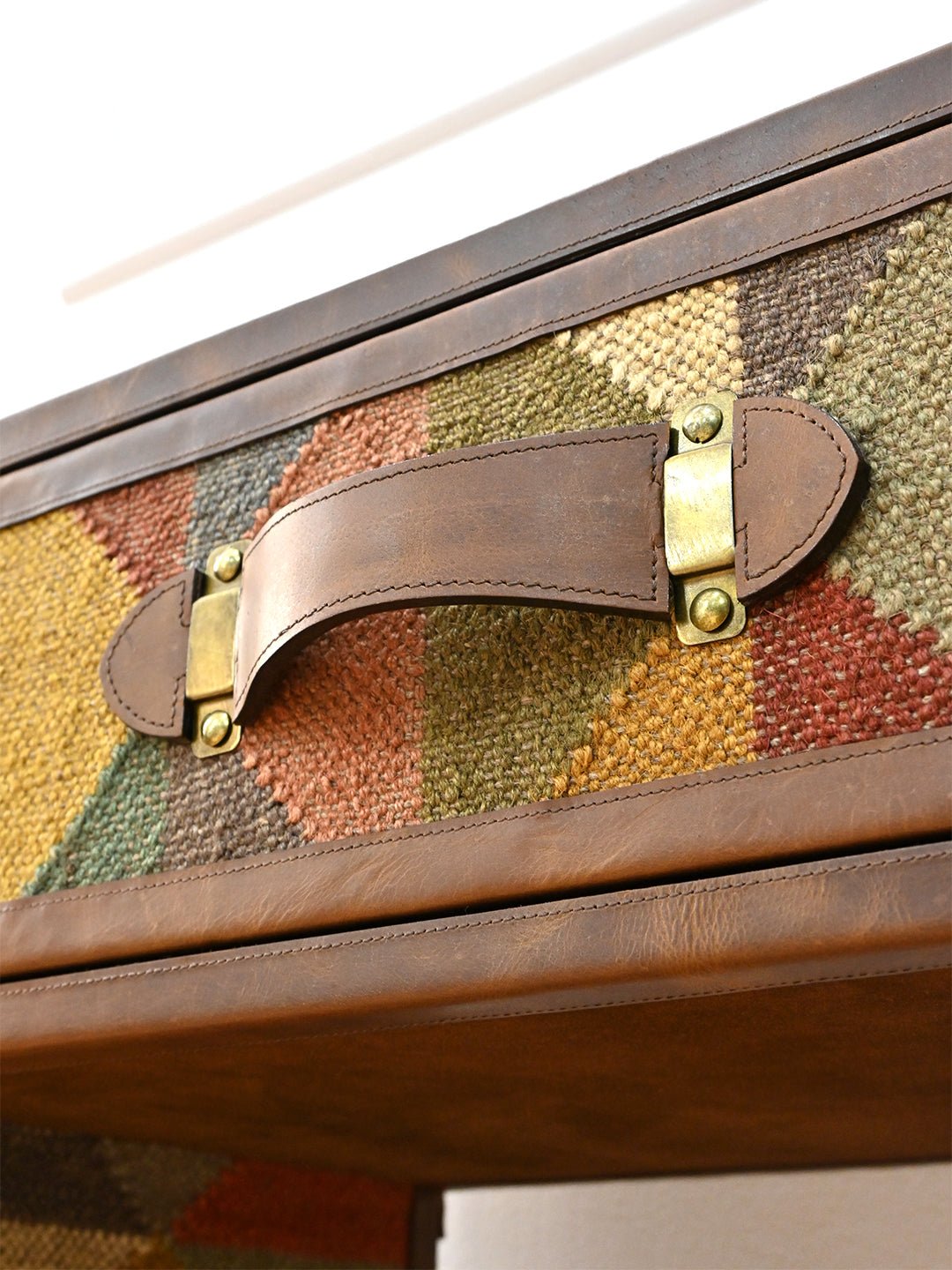 AAHANA- LEATHER & KILIM OFFICE TABLE - ART AVENUE