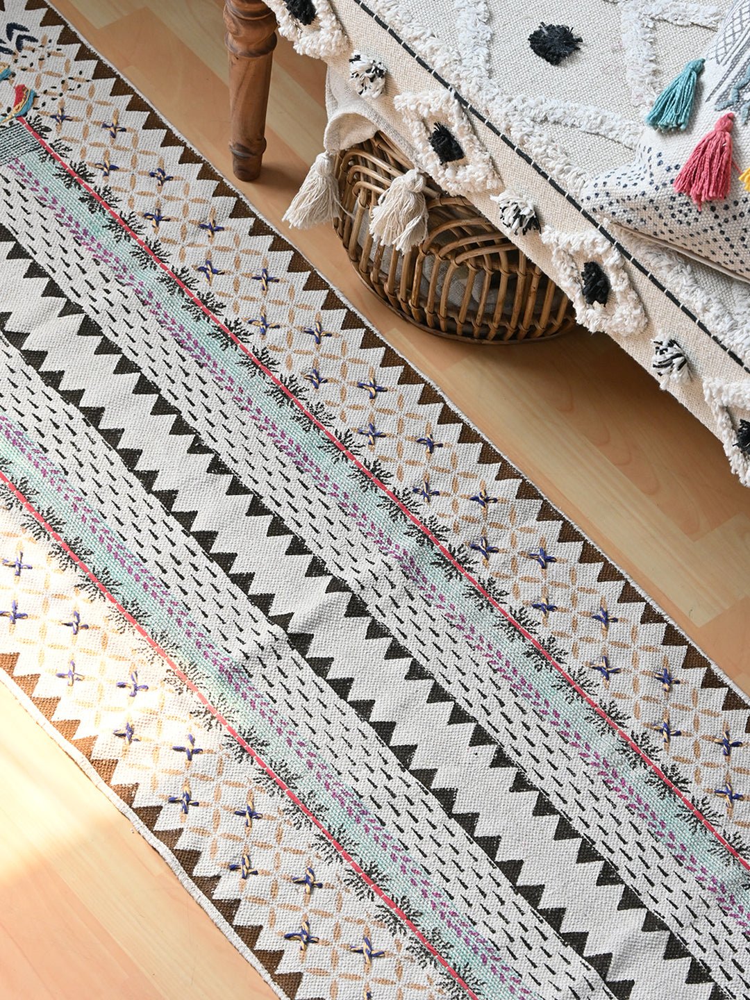 ASIATIC - BLOCK PRINTED COTTON FLOOR RUG RUNNER - ART AVENUE