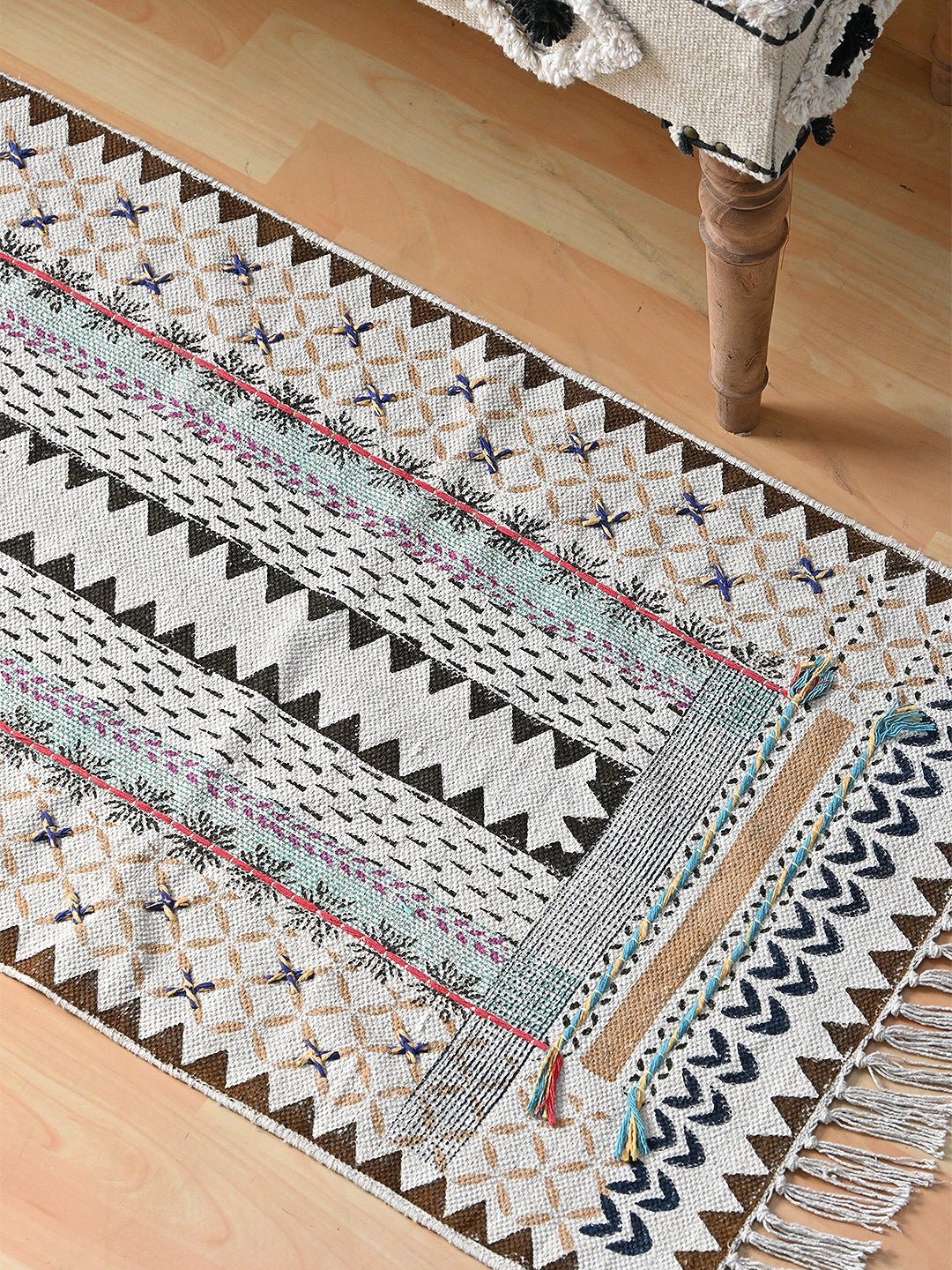 ASIATIC - BLOCK PRINTED COTTON FLOOR RUG RUNNER - ART AVENUE