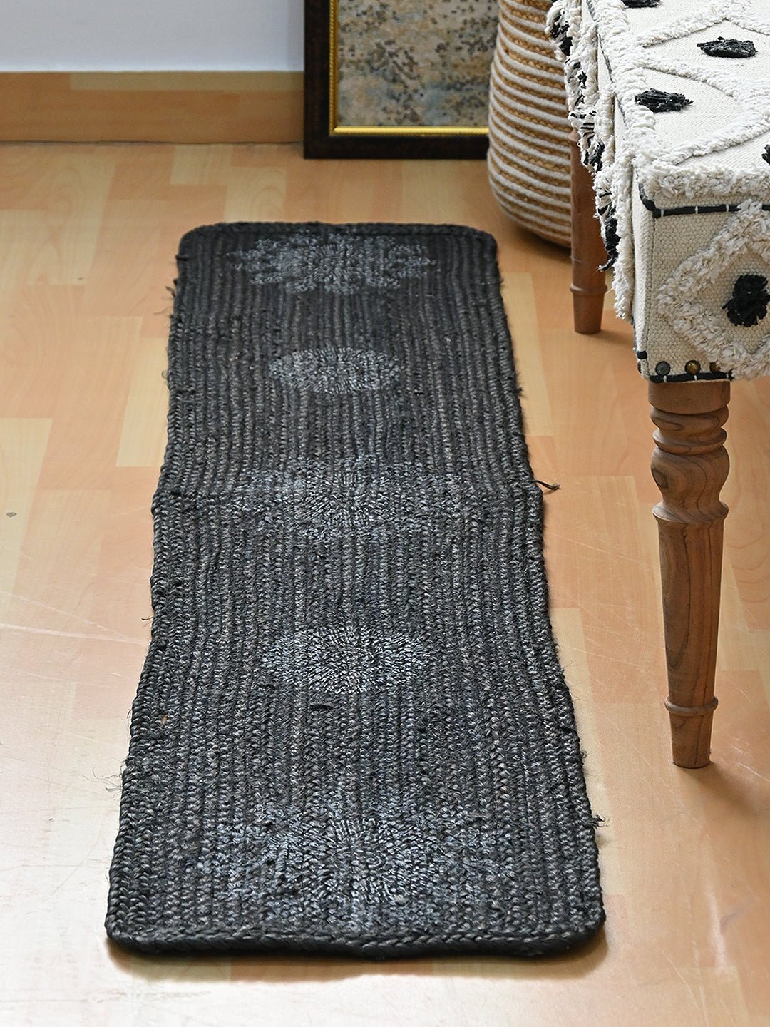 ISAAC - JUTE BRAIDED BLOCK PRINTED FLOOR RUNNER - ART AVENUE