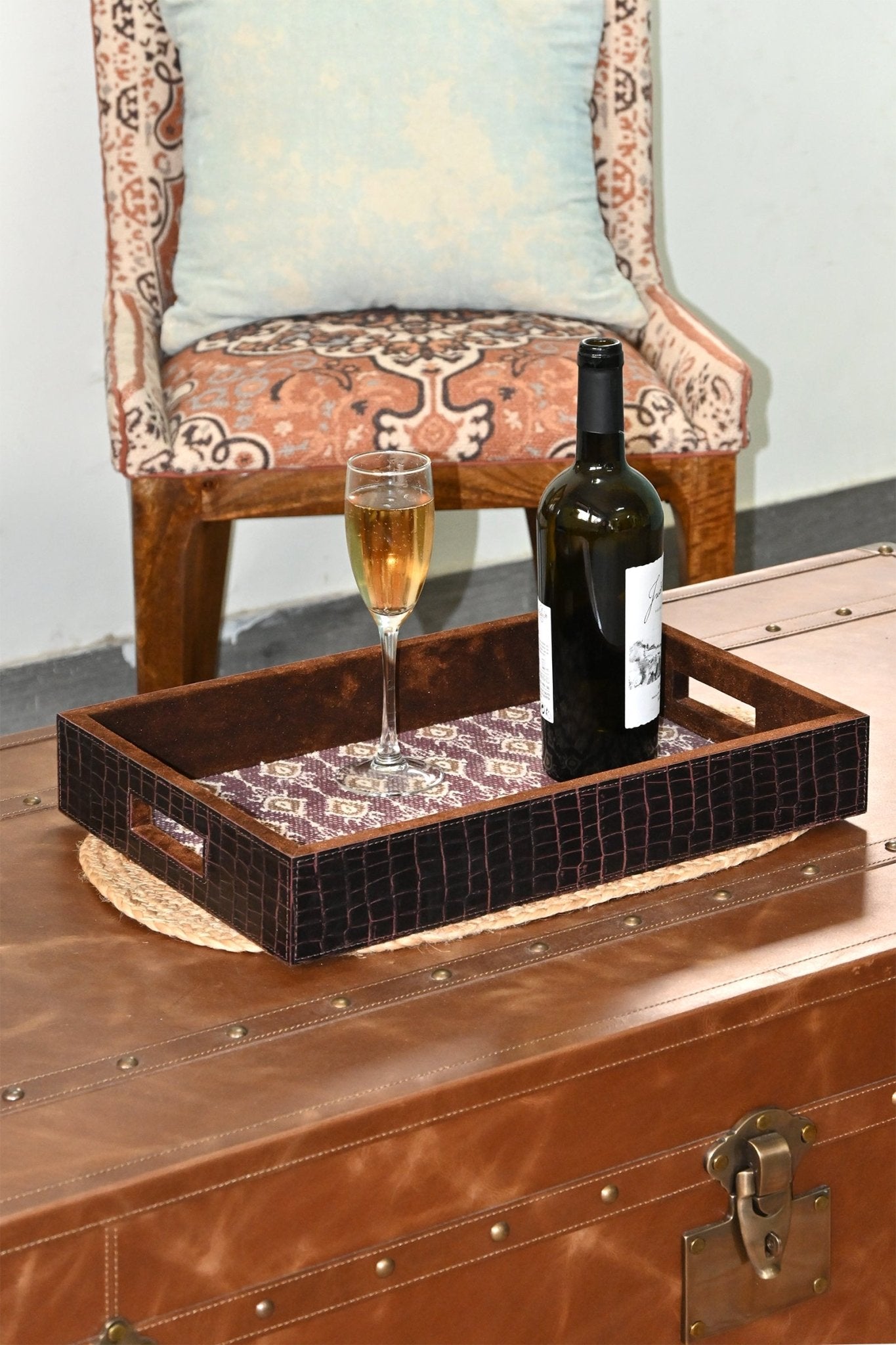 MARXIST - LEATHER & COTTON PRINTED DURRIE TRAY - ART AVENUE