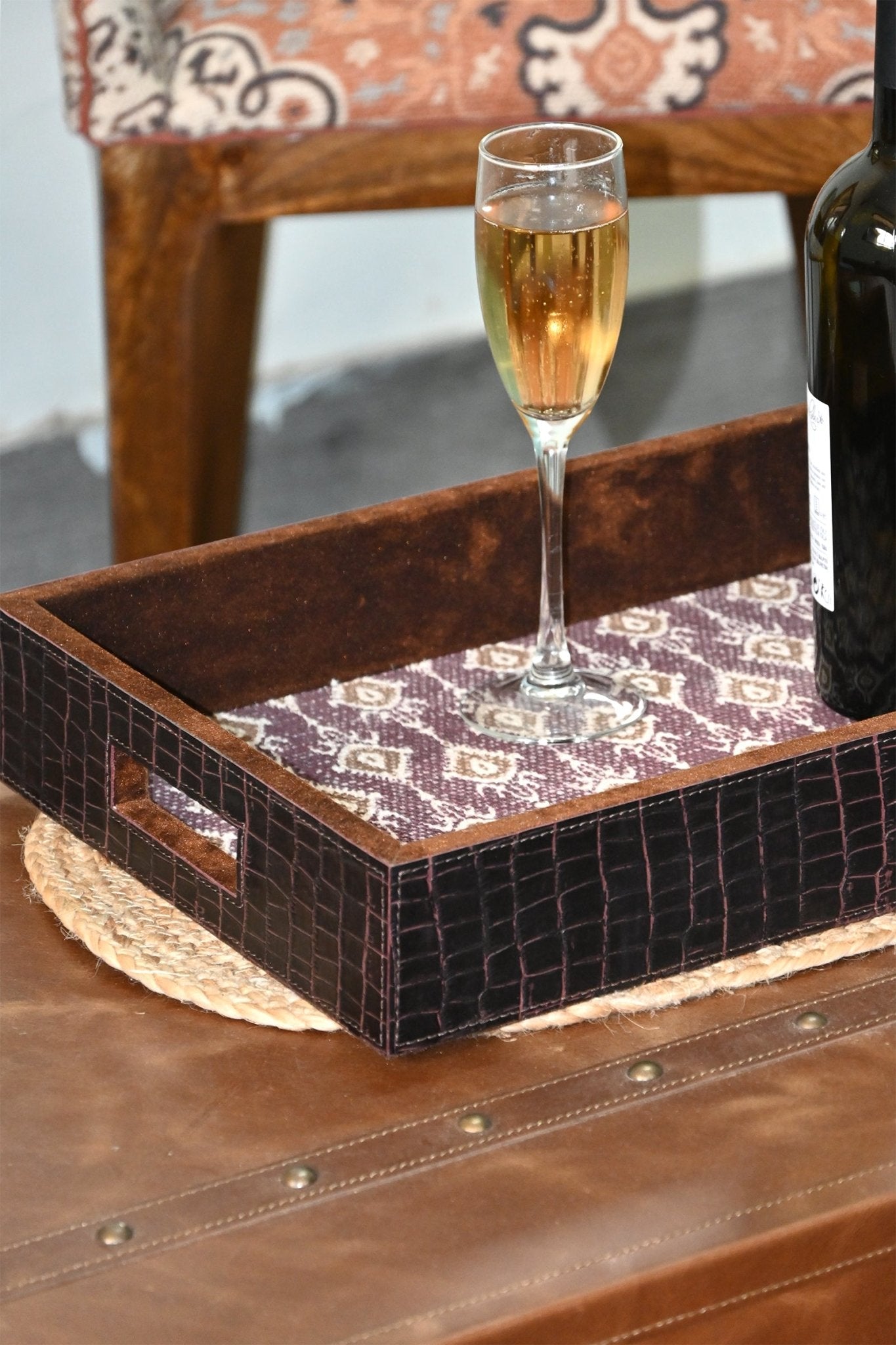 MARXIST - LEATHER & COTTON PRINTED DURRIE TRAY - ART AVENUE