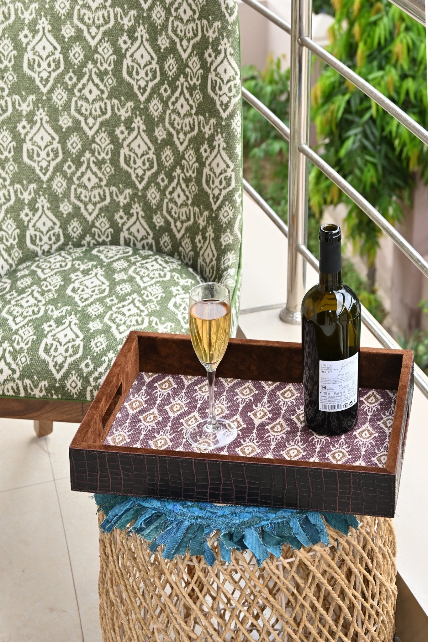 MARXIST - LEATHER & COTTON PRINTED DURRIE TRAY - ART AVENUE