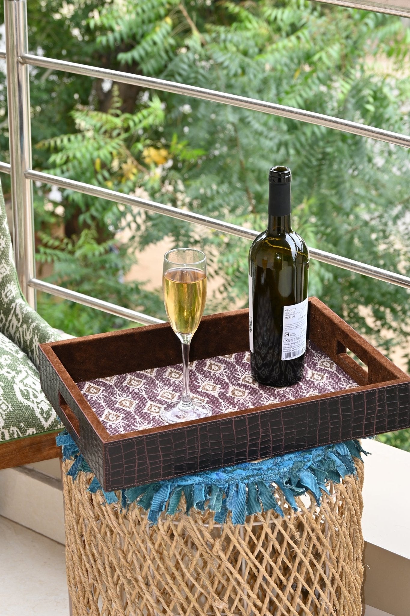 MARXIST - LEATHER & COTTON PRINTED DURRIE TRAY - ART AVENUE