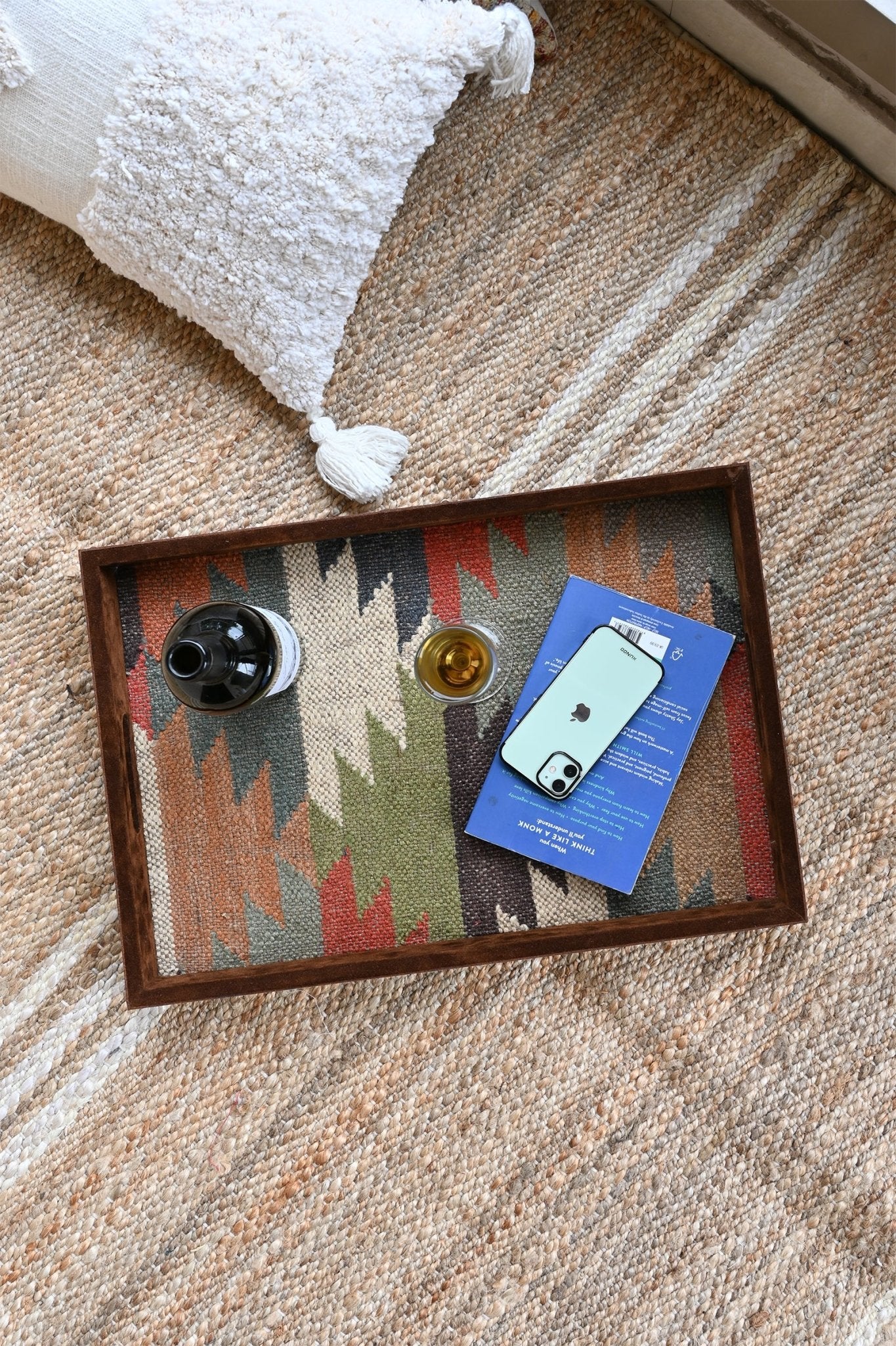 CRIMSOM - LEATHER & KILIM RUG TRAY - ART AVENUE