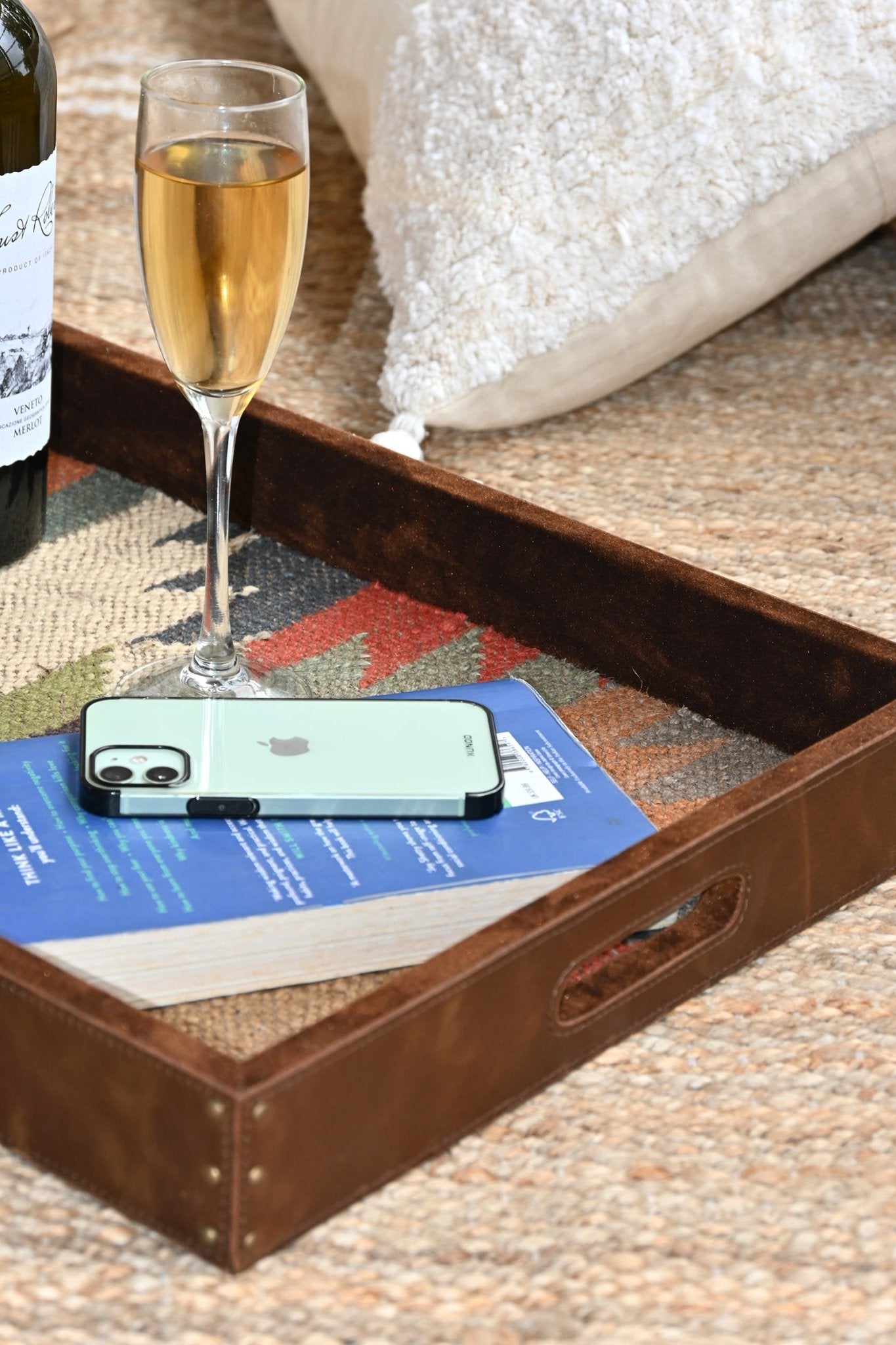 CRIMSOM - LEATHER & KILIM RUG TRAY - ART AVENUE