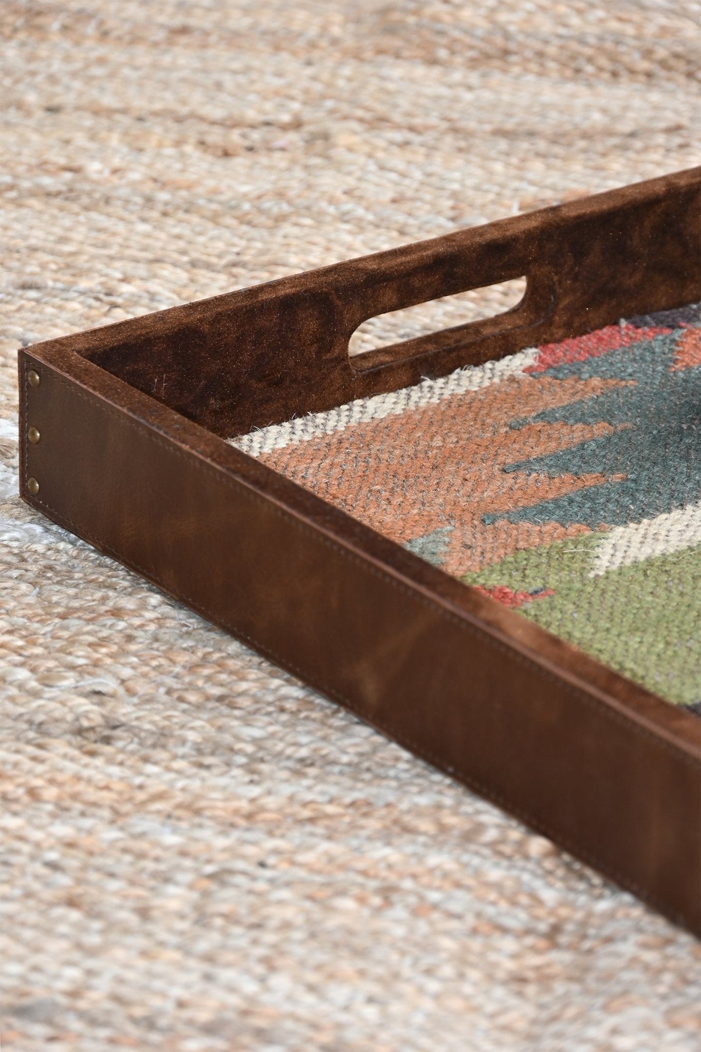 CRIMSOM - LEATHER & KILIM RUG TRAY - ART AVENUE