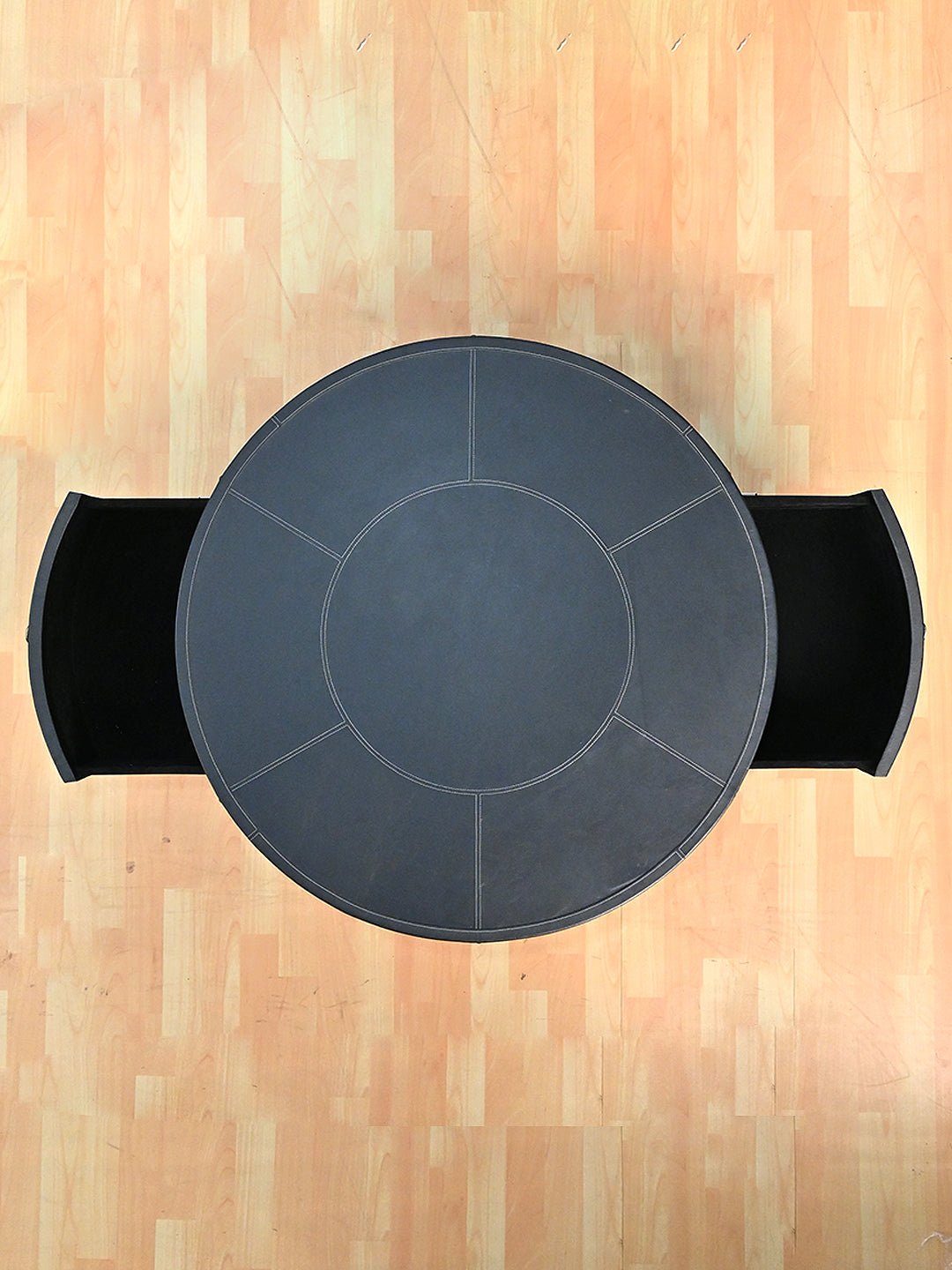 ROUND WOODEN COFFEE TABLE - LEATHER AND DIGITAL PRINTED FABRIC - ART AVENUE