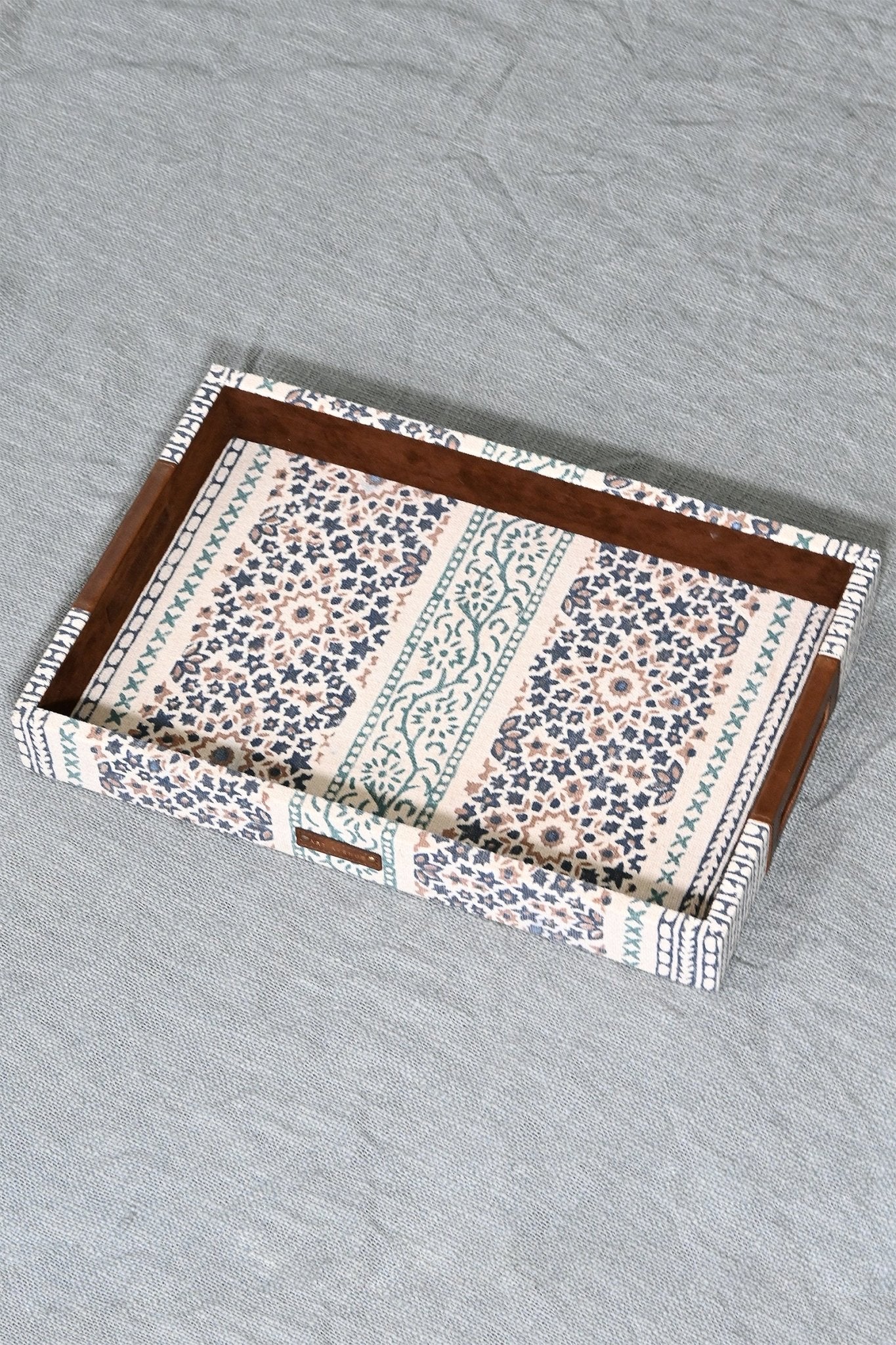 CLARET - LEATHER & COTTON PRINTED DURRIE TRAY - ART AVENUE