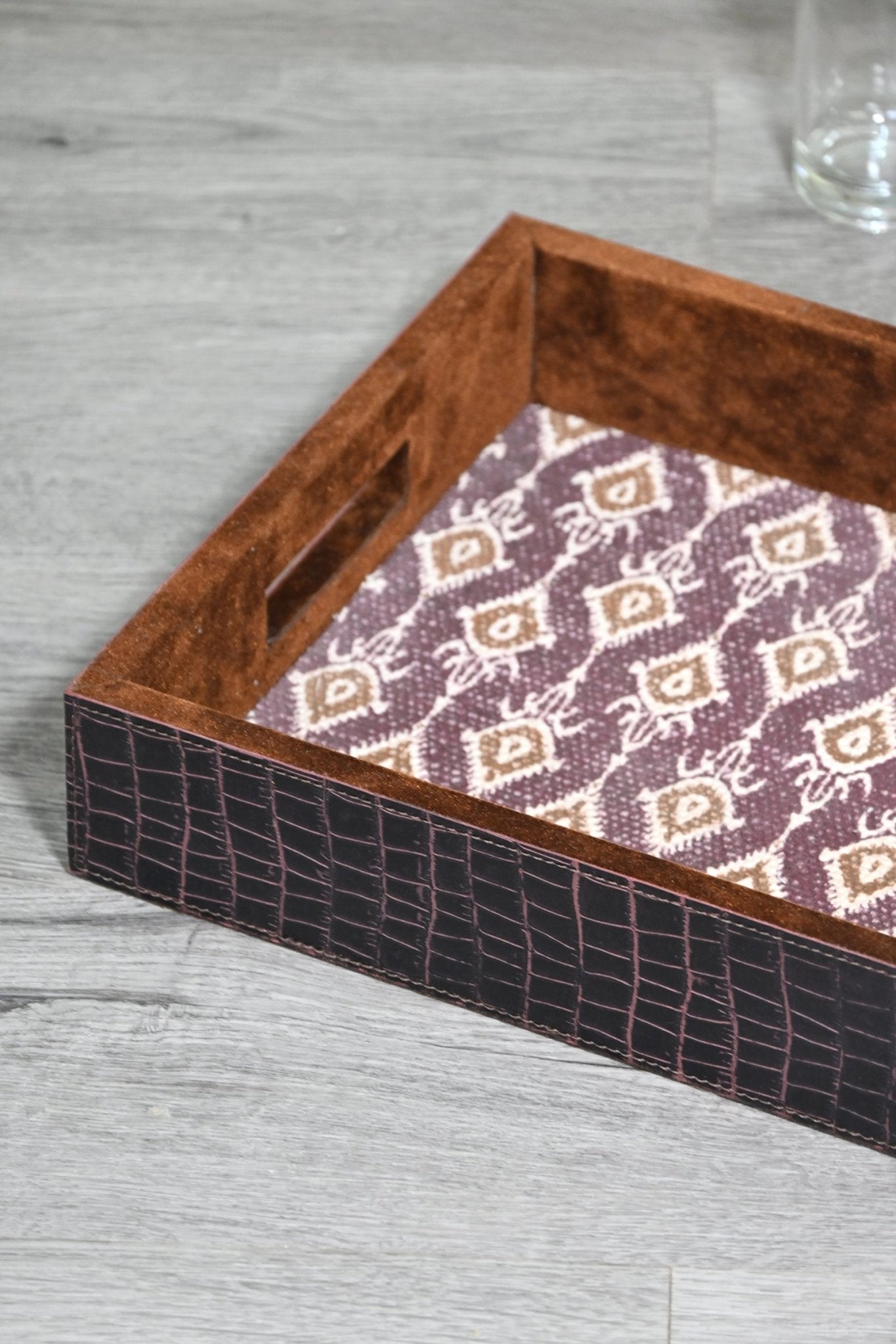 MARXIST - LEATHER & COTTON PRINTED DURRIE TRAY - ART AVENUE