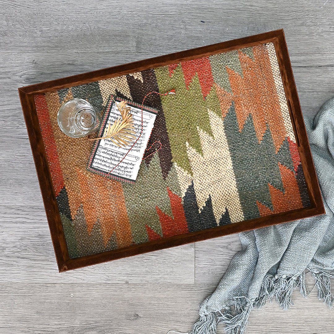 CRIMSOM - LEATHER & KILIM RUG TRAY - ART AVENUE