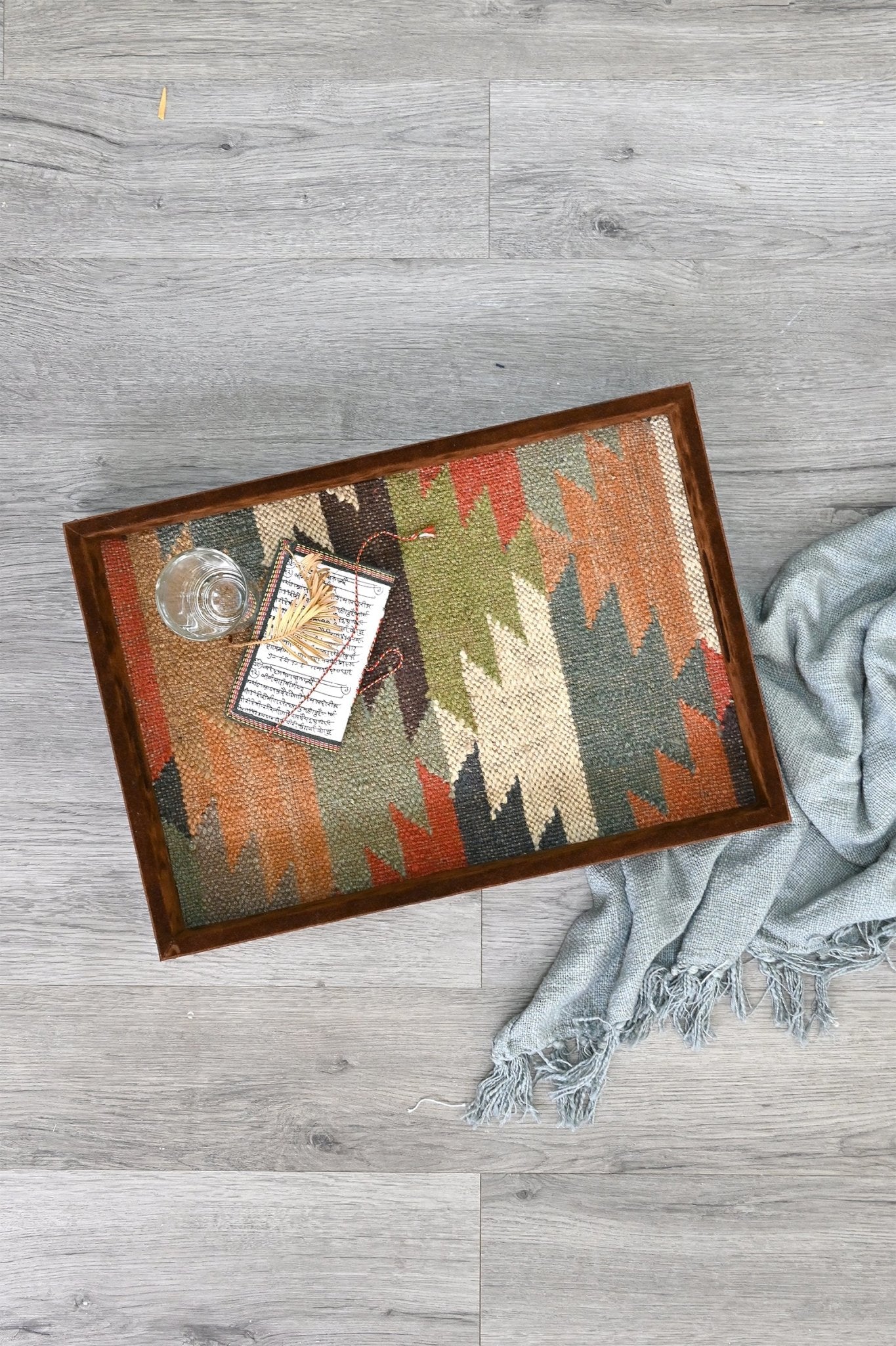 CRIMSOM - LEATHER & KILIM RUG TRAY - ART AVENUE