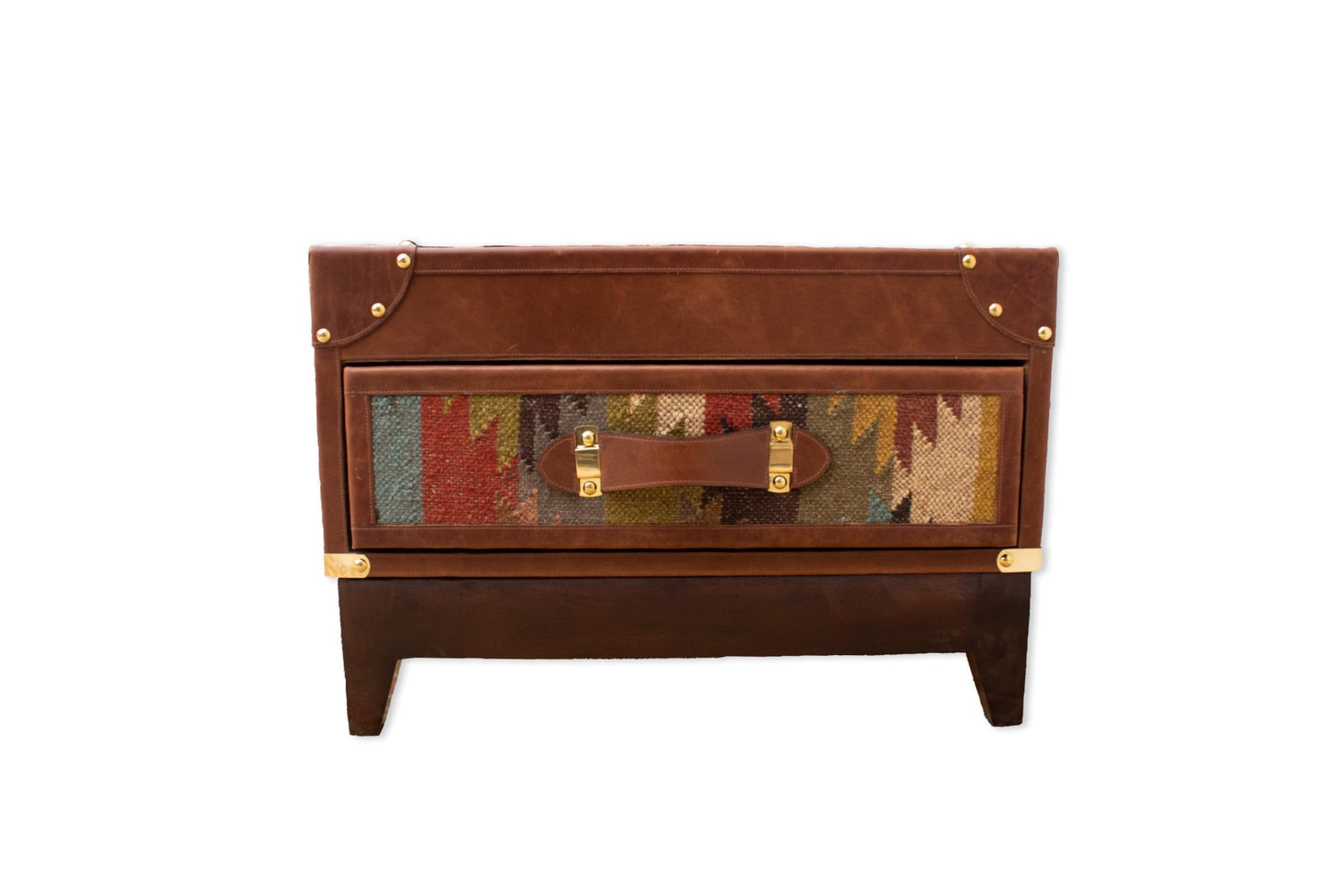 DELHI COFFEE TABLE - KILIM AND LEATHER - ART AVENUE