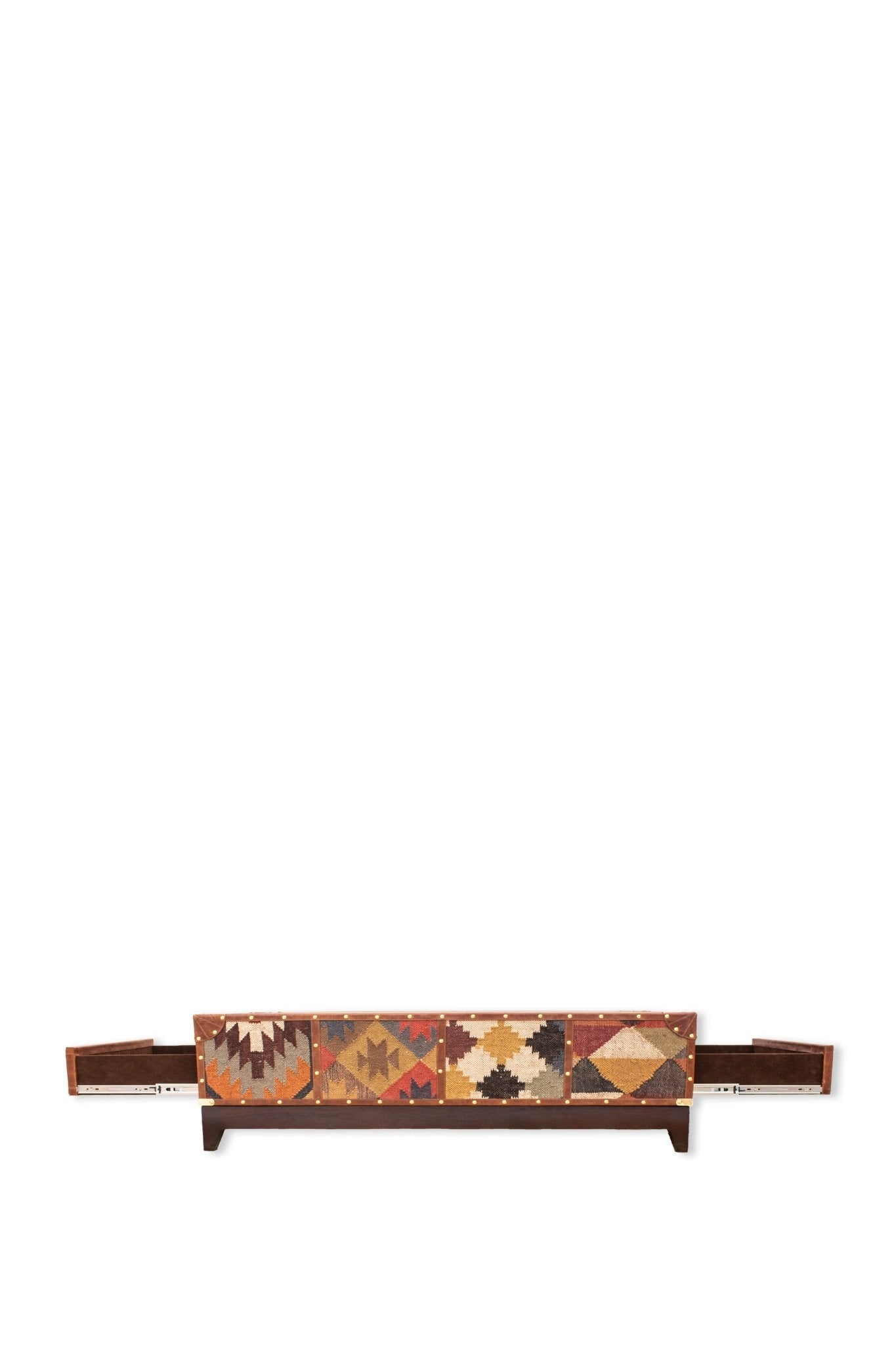 DELHI COFFEE TABLE - KILIM AND LEATHER - ART AVENUE