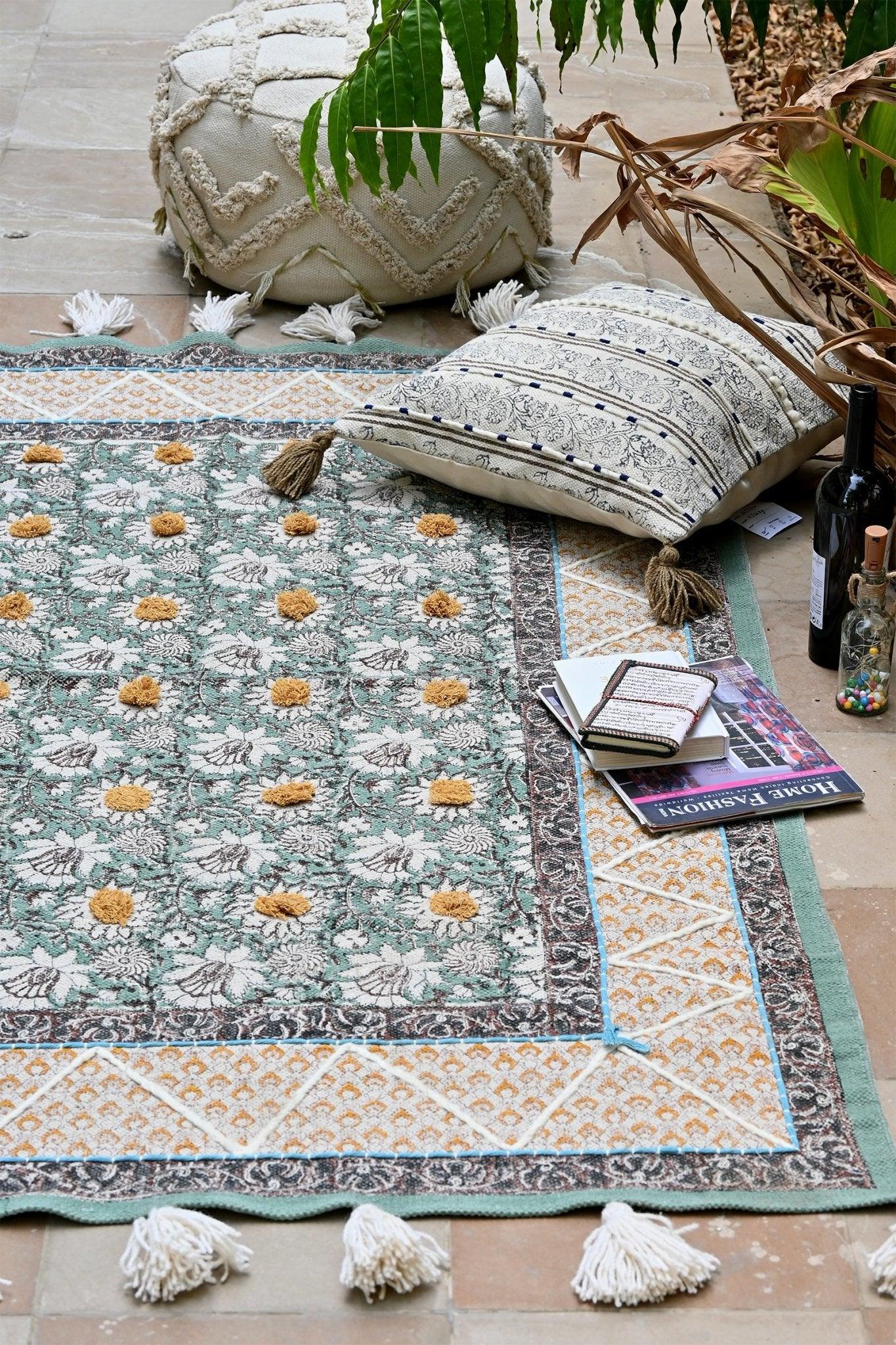 ANANTA - BLOCK PRINTED COTTON RUG - ART AVENUE