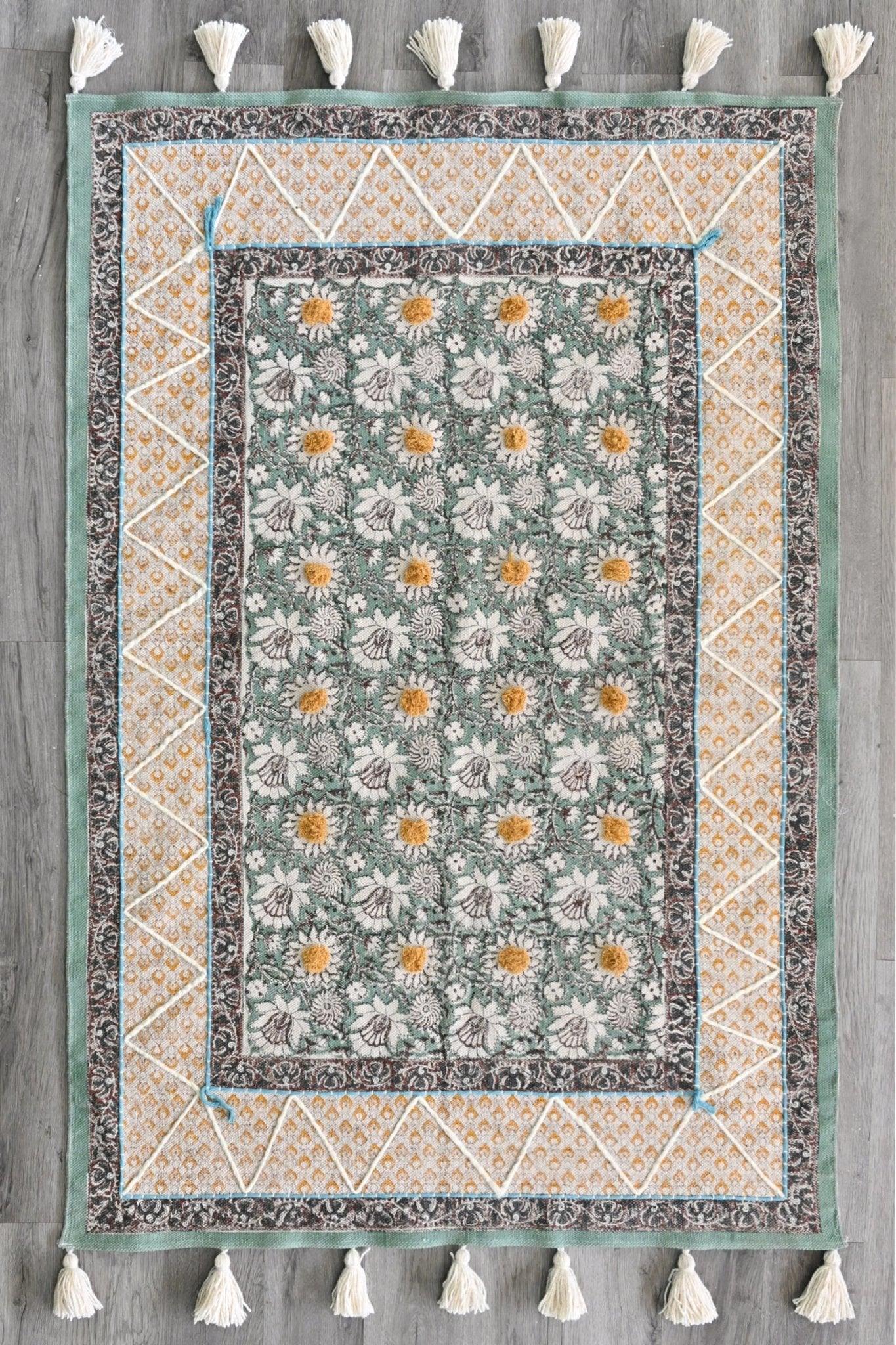 ANANTA - BLOCK PRINTED COTTON RUG - ART AVENUE