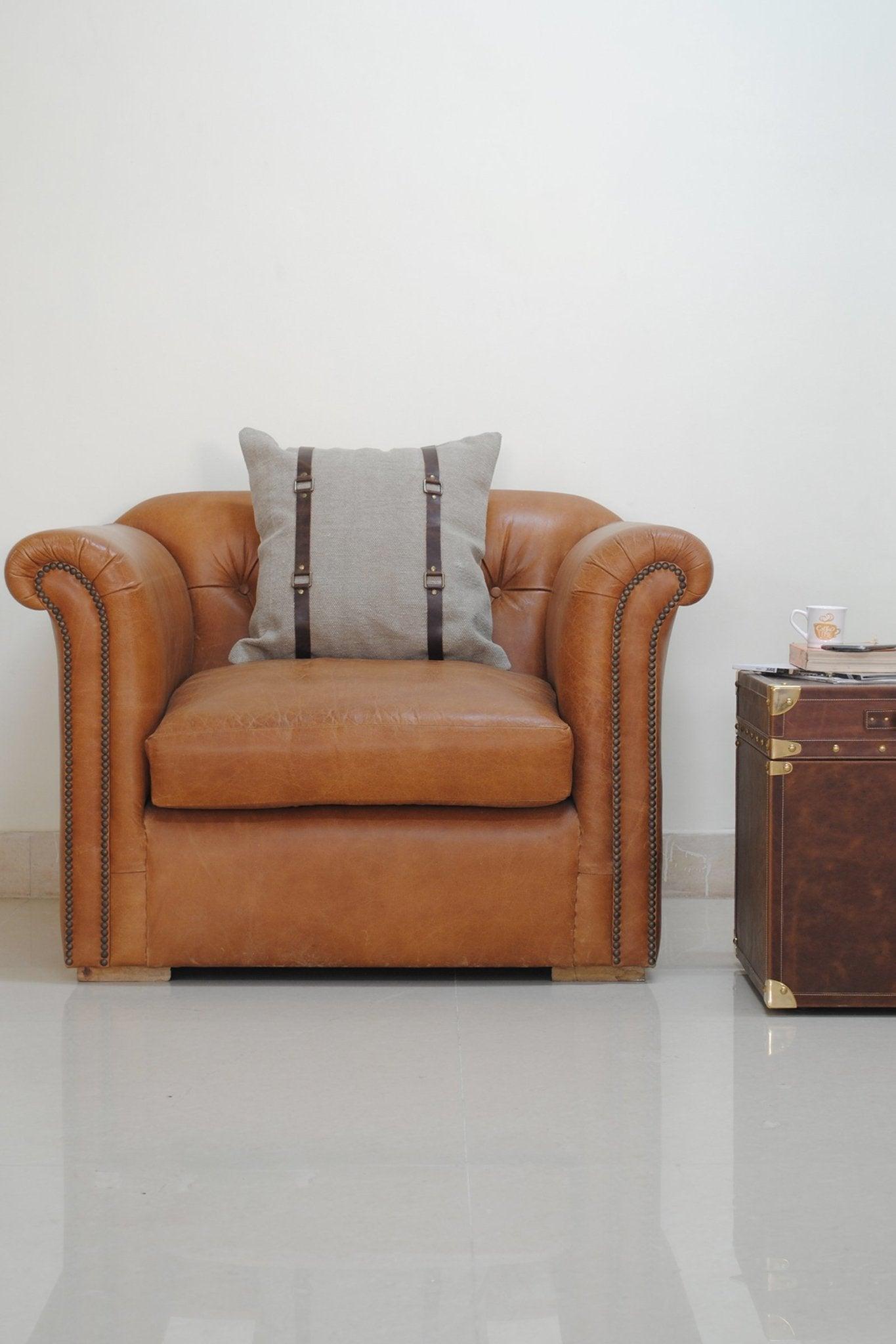 ARBOR LEATHER WING BACK ARM CHAIR - ART AVENUE