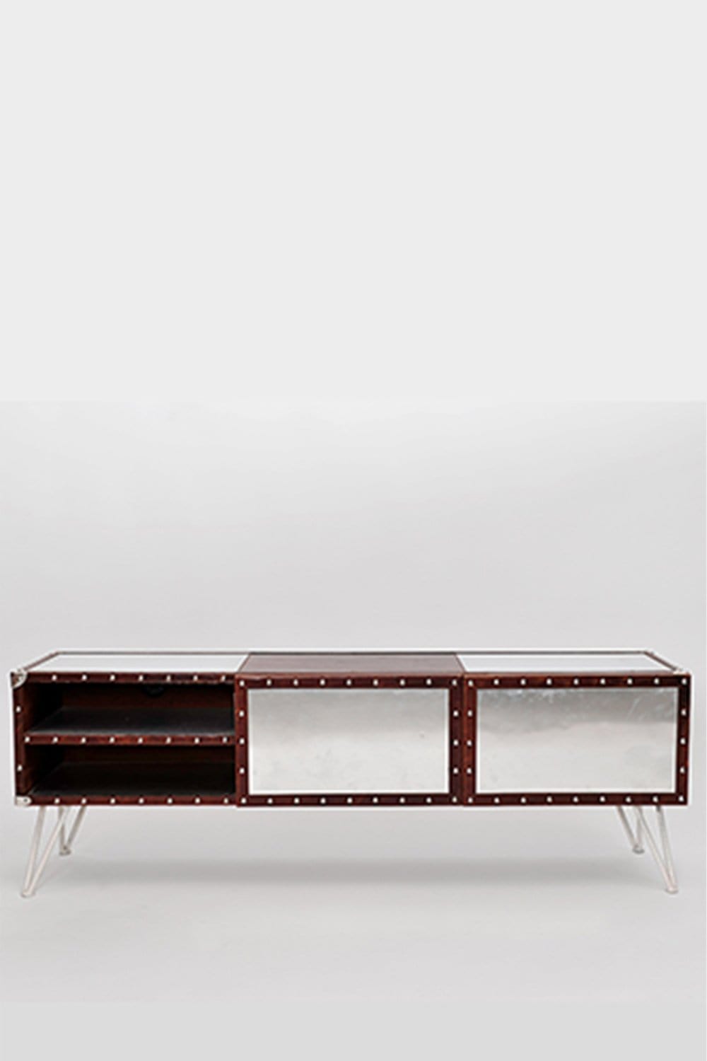 AUSTIN TV UNIT - ALUMINIUM AND LEATHER - ART AVENUE