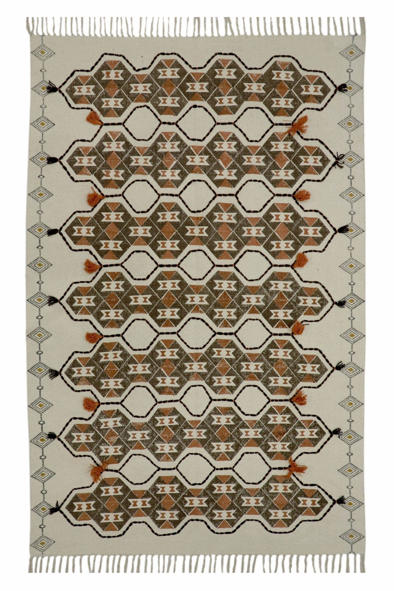 BHIWADI - BLOCK PRINTED RUG - BROWN - ART AVENUE