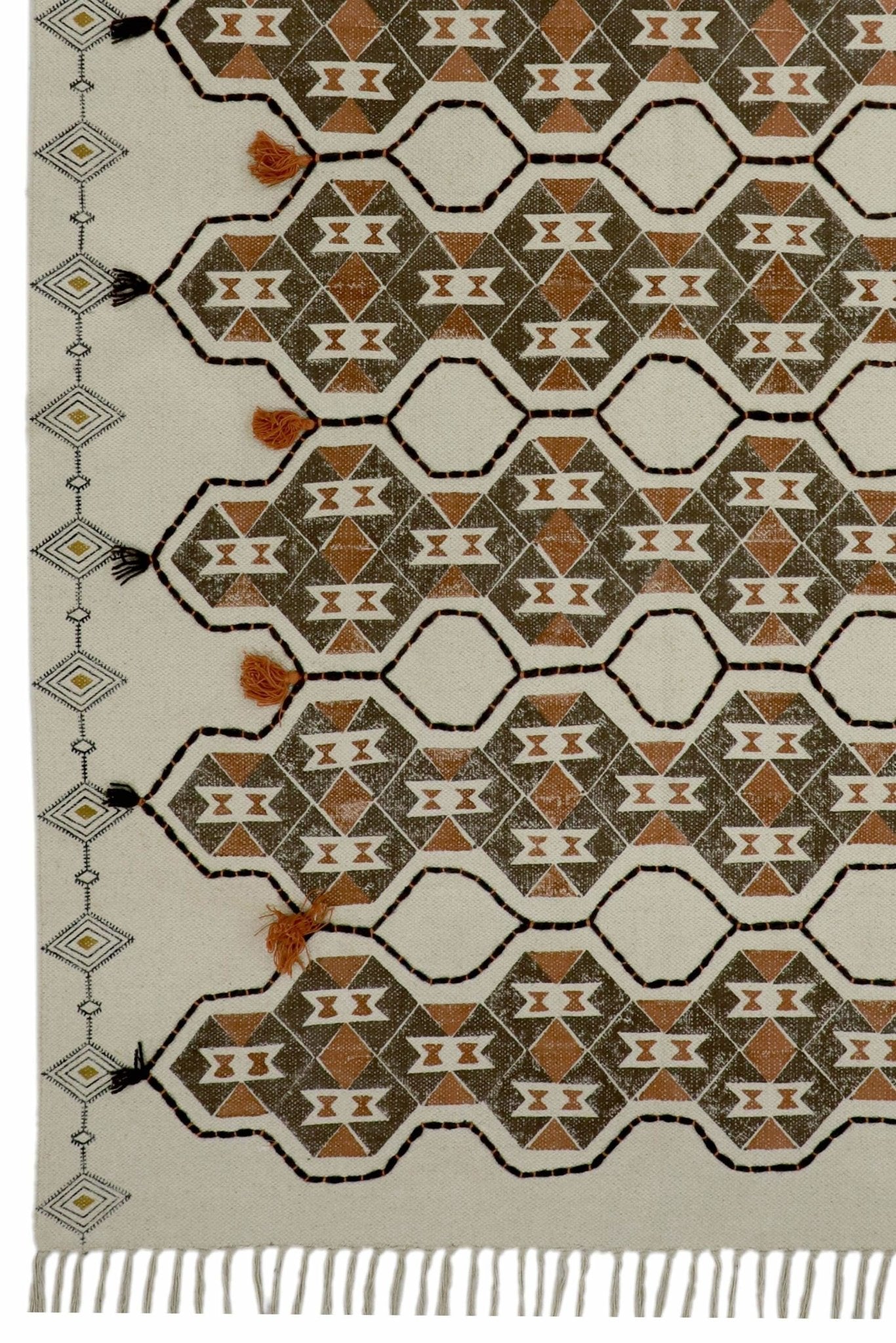 BHIWADI - BLOCK PRINTED RUG - BROWN - ART AVENUE