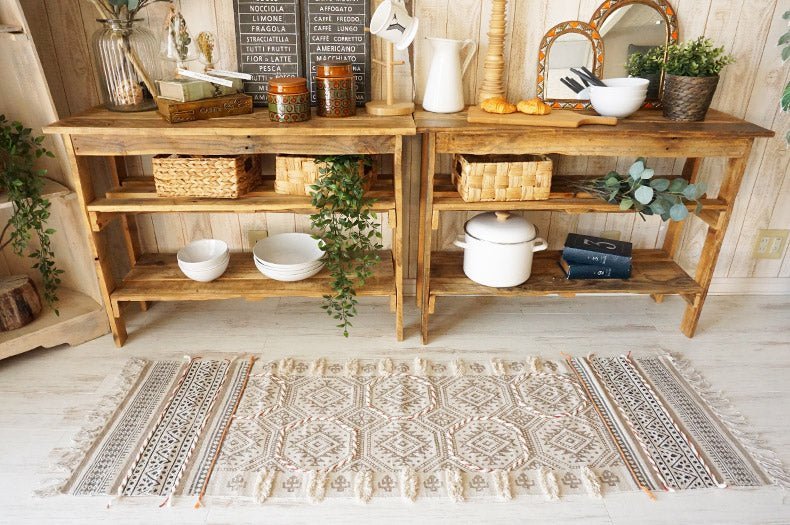 CASTLE - BLOCK PRINTED COTTON FLOOR RUG RUNNER - ART AVENUE