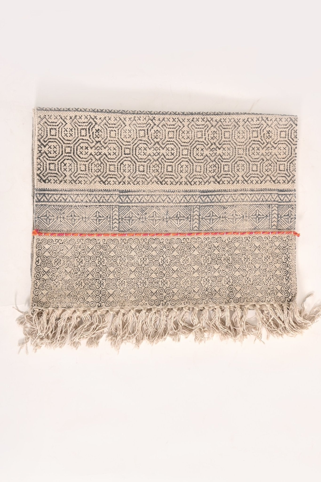 CYRILO-BLOCK PRINTED FLOOR RUNNER - WHITE - ART AVENUE