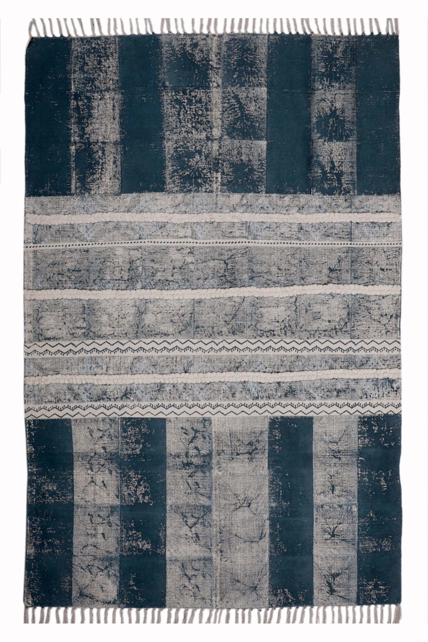 DAUSA - BLOCK PRINTED RUG - BLUE - ART AVENUE