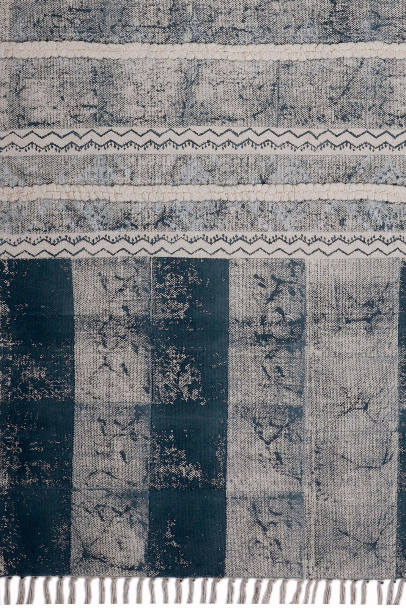 DAUSA - BLOCK PRINTED RUG - BLUE - ART AVENUE