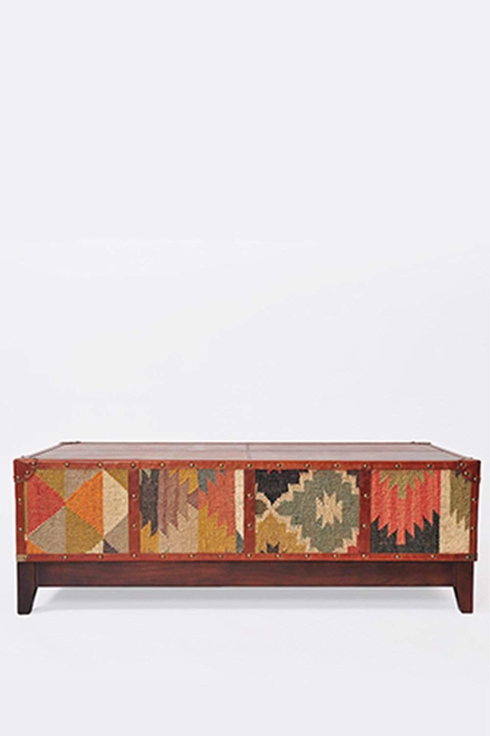 DELHI COFFEE TABLE - KILIM AND LEATHER - ART AVENUE