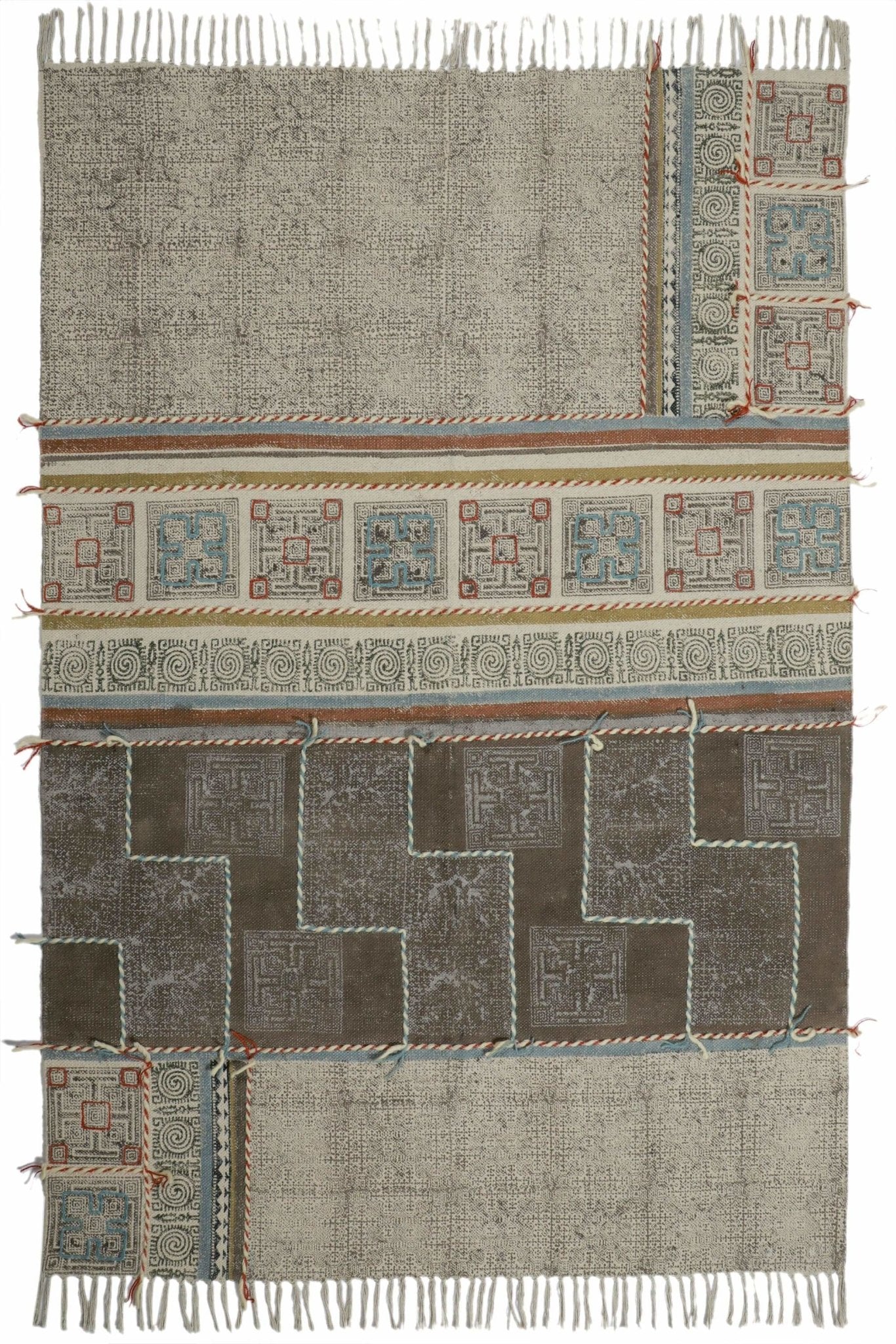 DEOLI - BLOCK PRINTED RUG - DARK BROWN - ART AVENUE