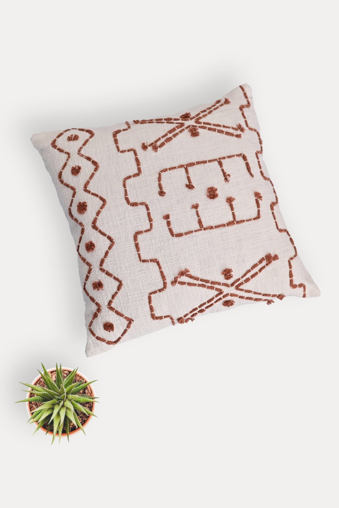 ELIMA- SQUARE CUSHION COVER -WHITE - ART AVENUE