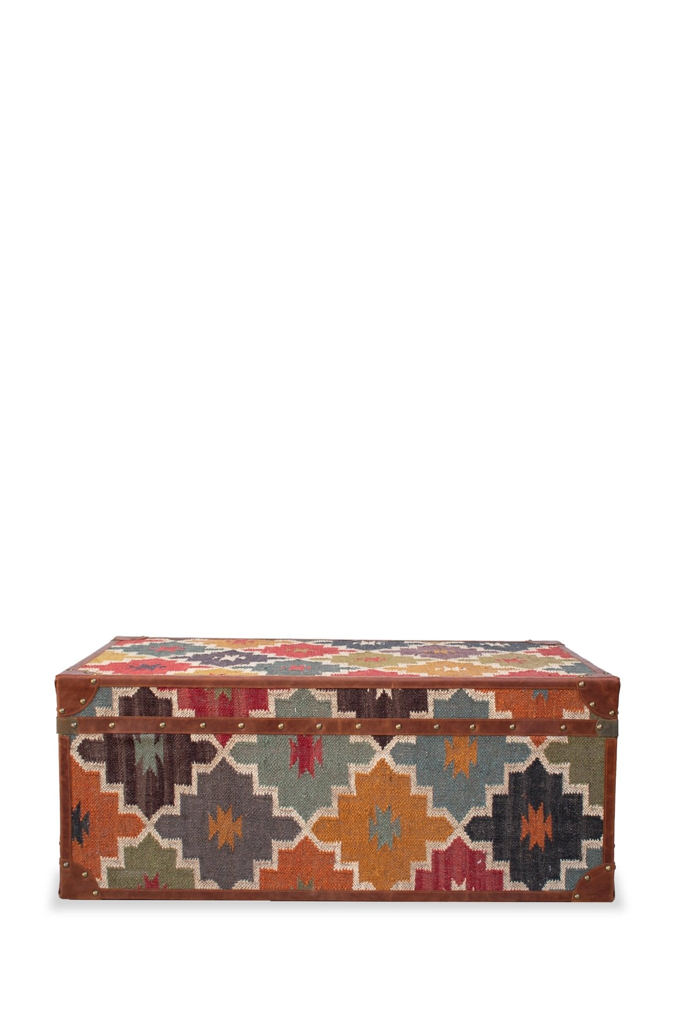 ELITE KILIM TRUNK/TABLE WITH LEATHER - ART AVENUE