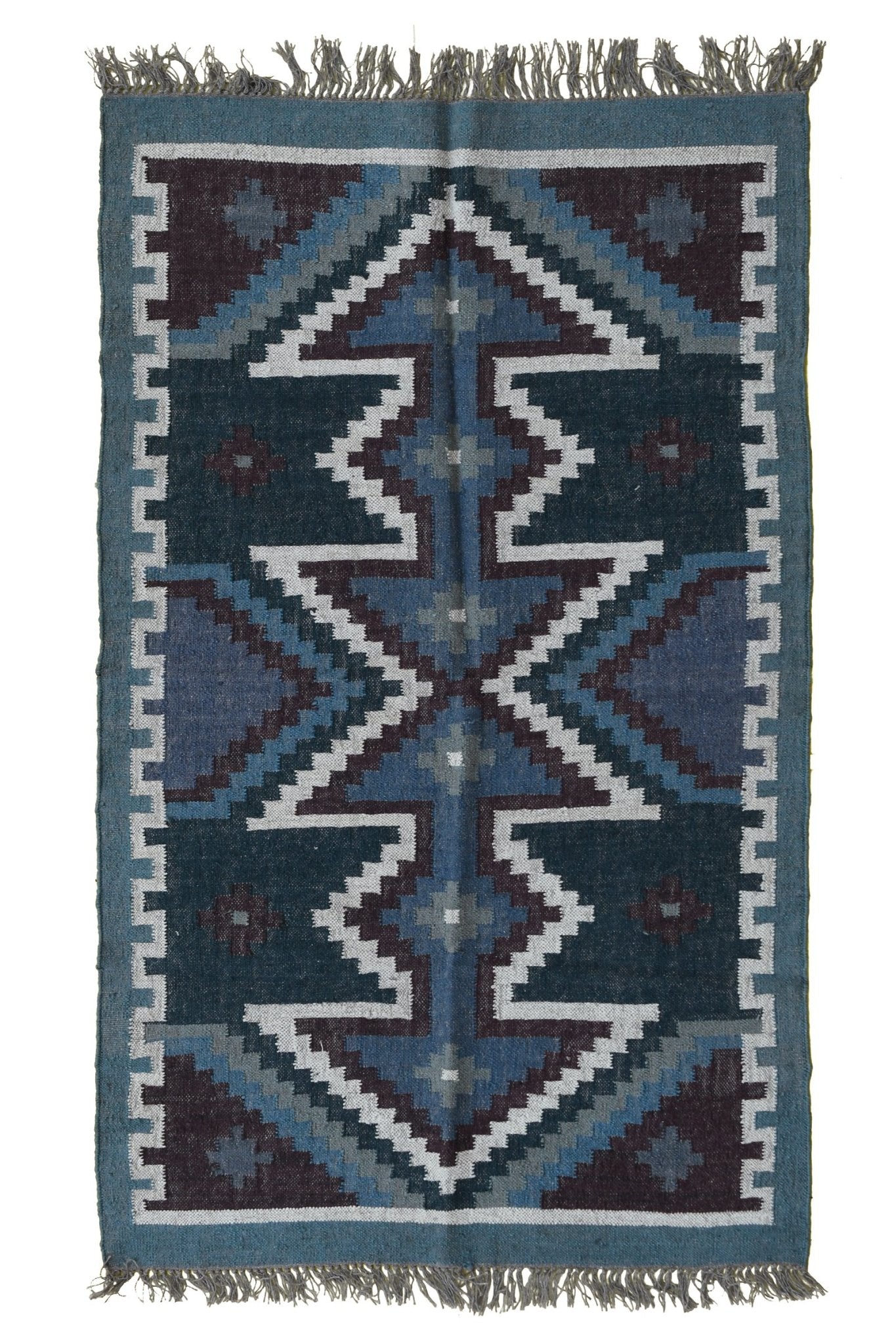 Everly handwoven kilim rug — cadet grey handmade in Jaipur