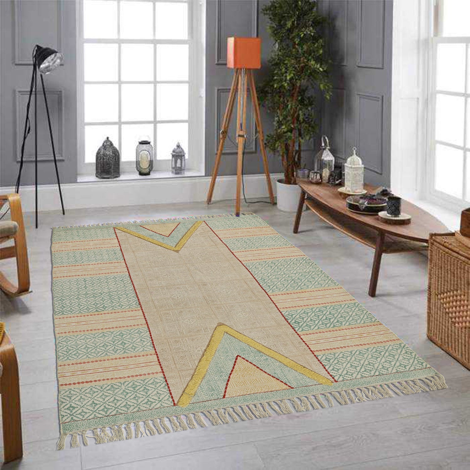 GANGES - BLOCK PRINTED RUG - ART AVENUE